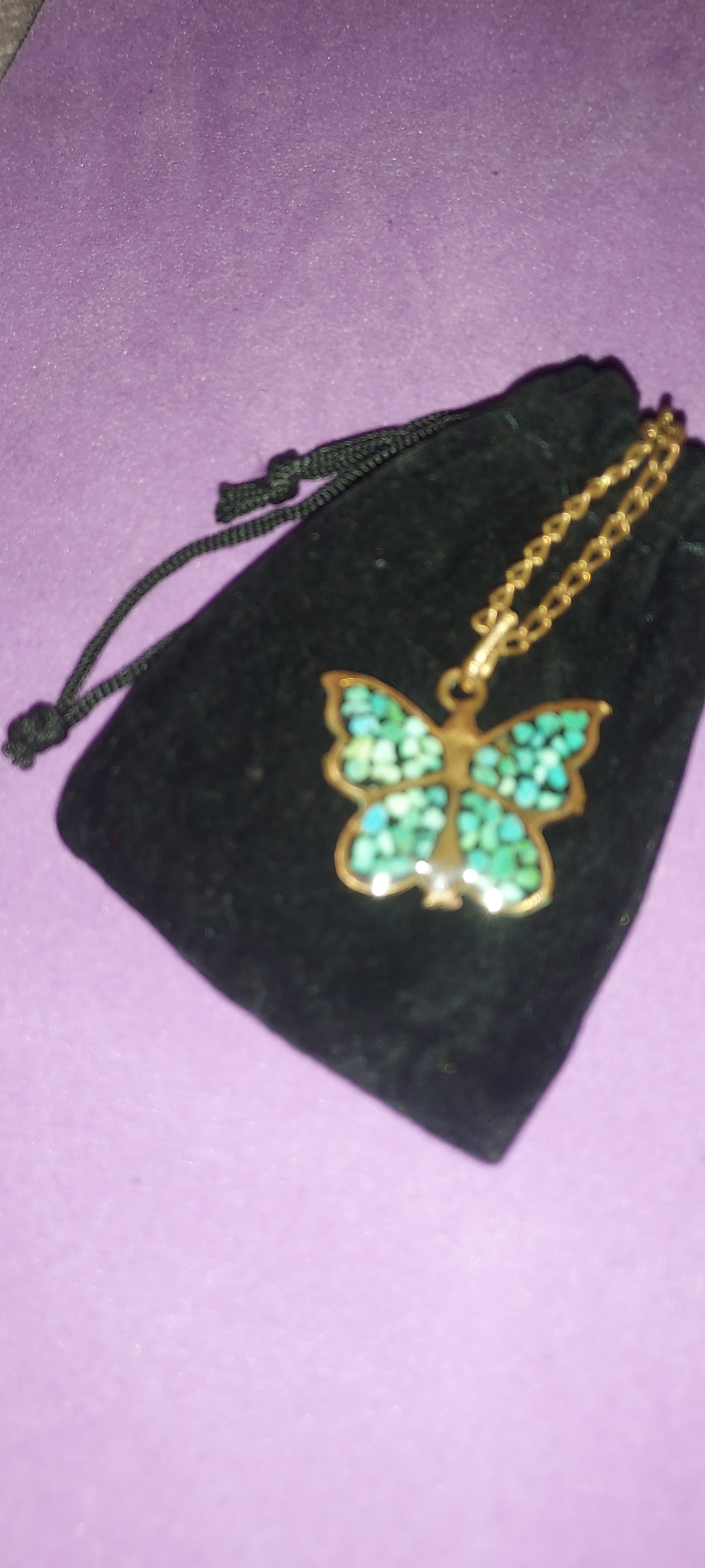 Turquoise Inlay Copper Butterfly Pendant | Handmade Persian Art Jewelry | Boho Statement Piece