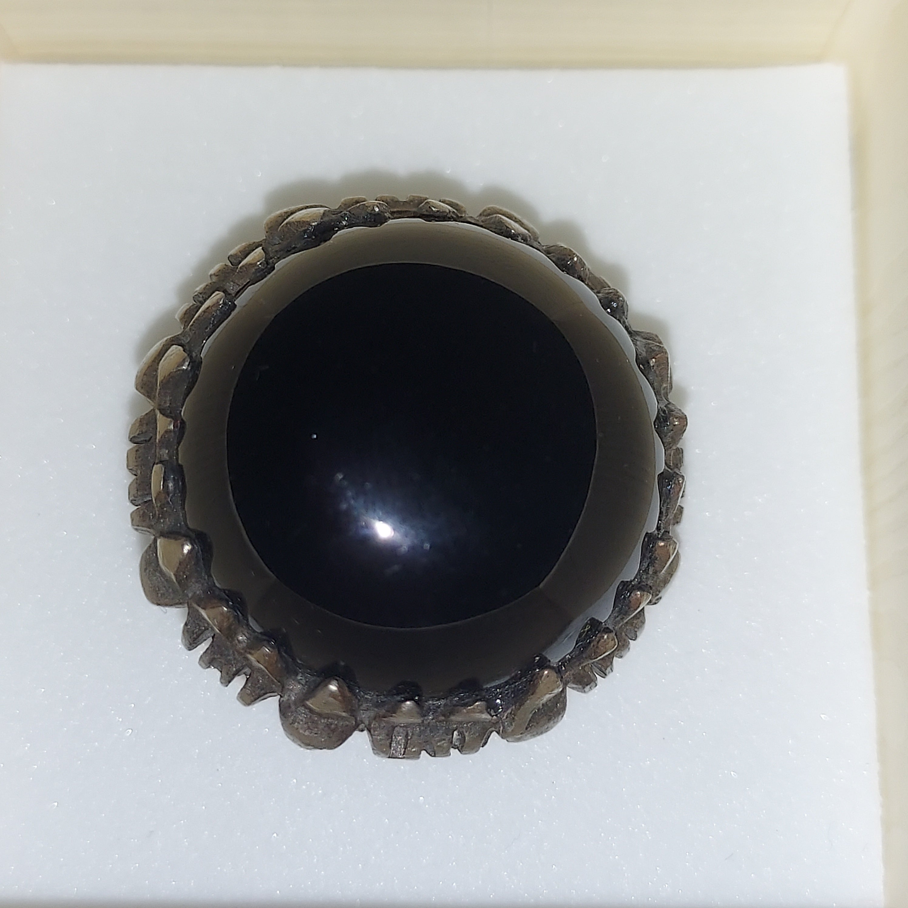 Bold Black Gemstone Silver Ring | Statement Costume Jewelry | Dark Elegance