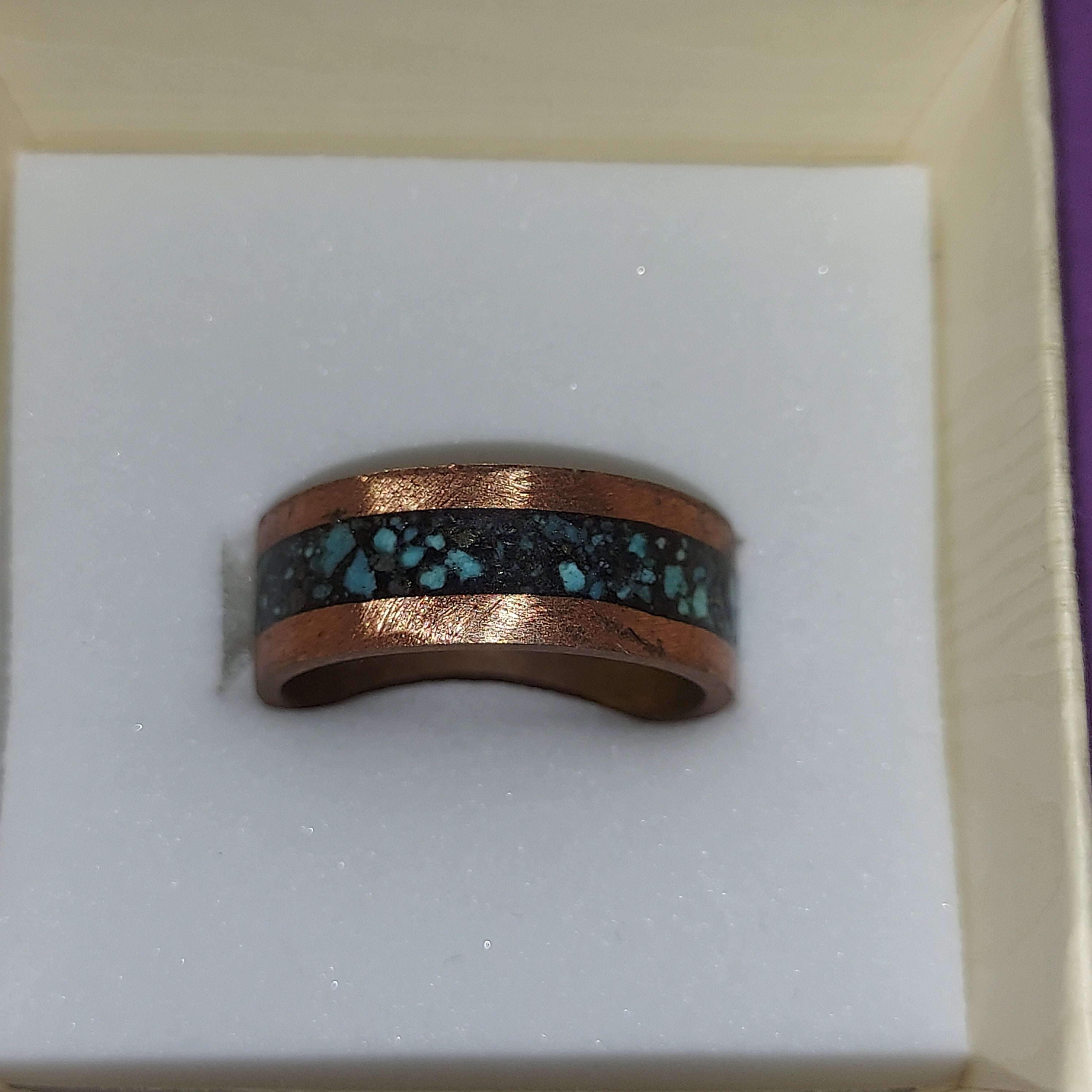 turquoise inlay copper jewelry - handmade