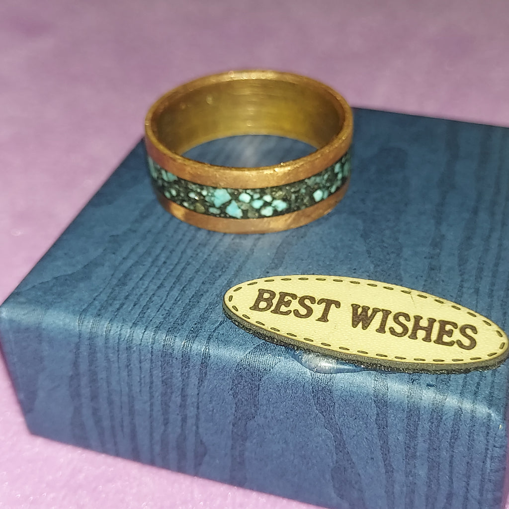 turquoise inlay copper jewelry - handmade
