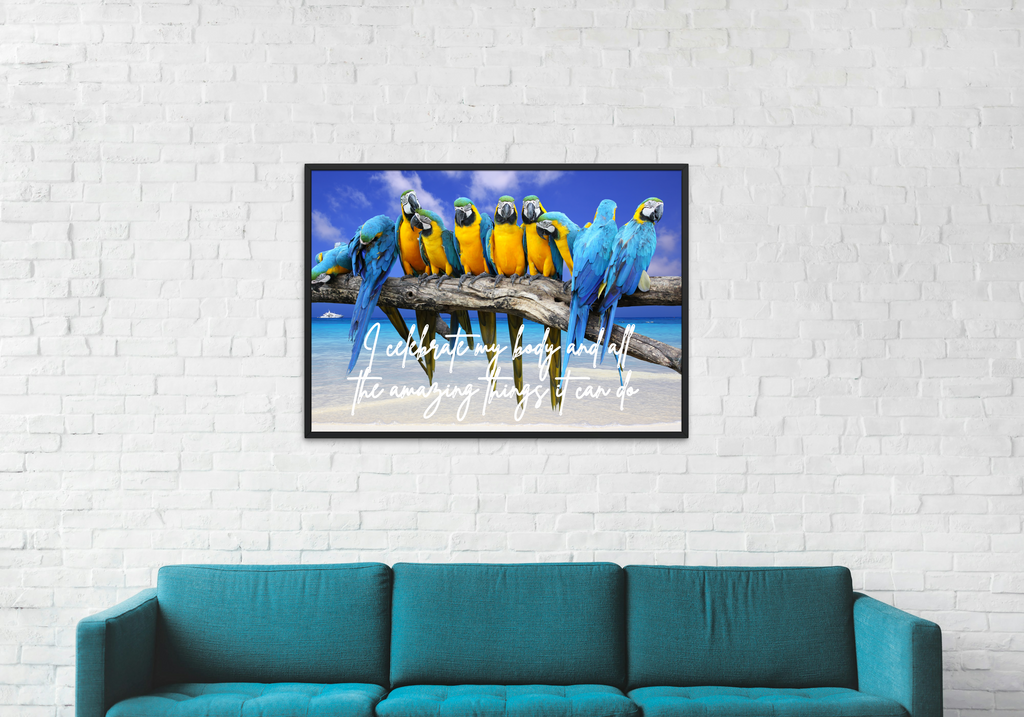 30 Positive Affirmation Parrot Portraits - Digital Wall Art Bundle for Home Decor & Print on Demand