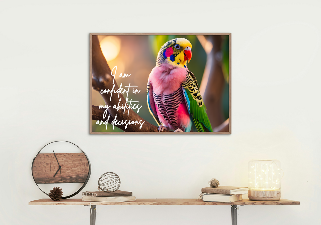 30 Positive Affirmation Parrot Portraits - Digital Wall Art Bundle for Home Decor & Print on Demand