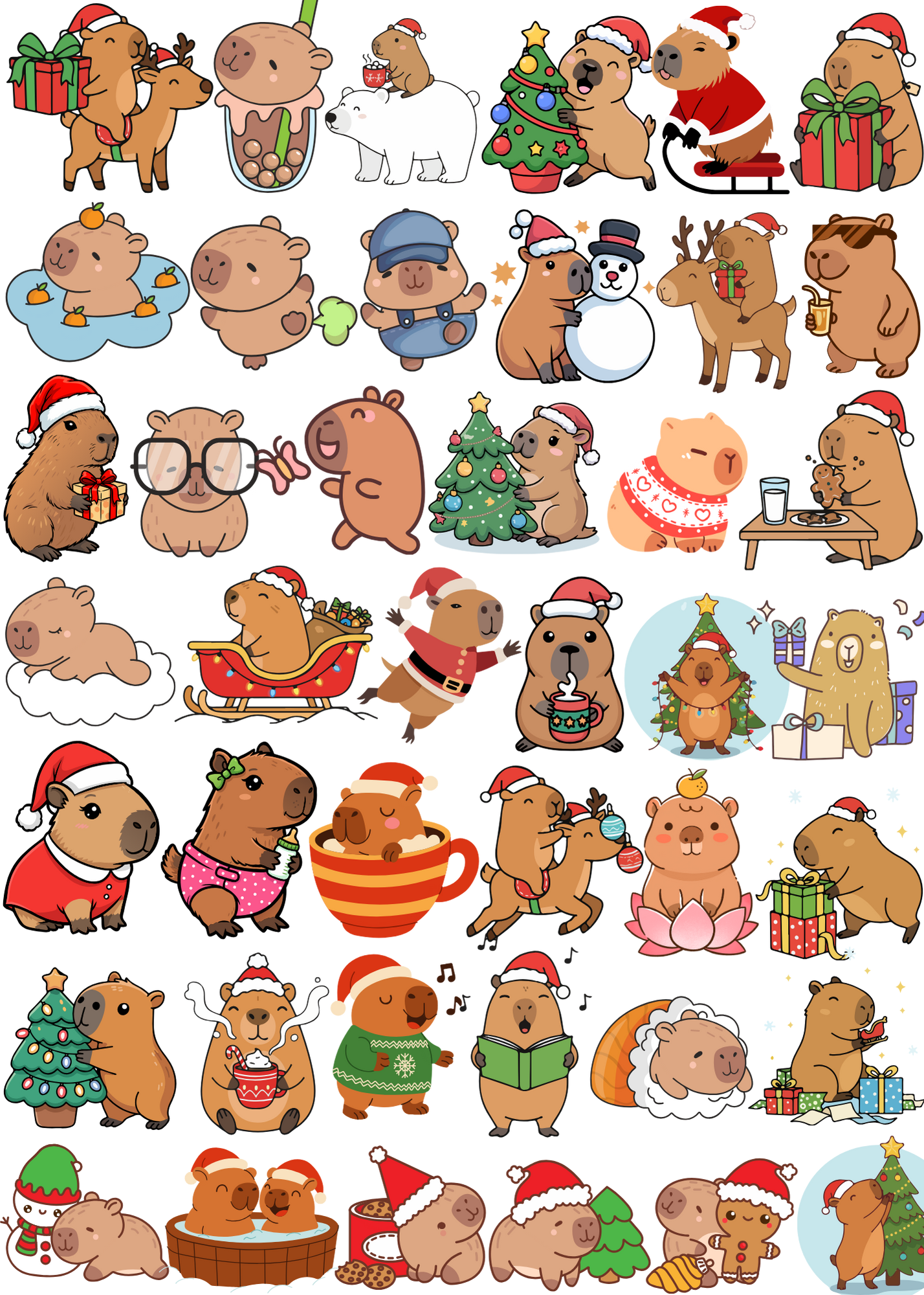 3 Cute Animal Cartoons Bundle - Capybara, Frog & Siberian Dog for Kids' Room & Print on Demand