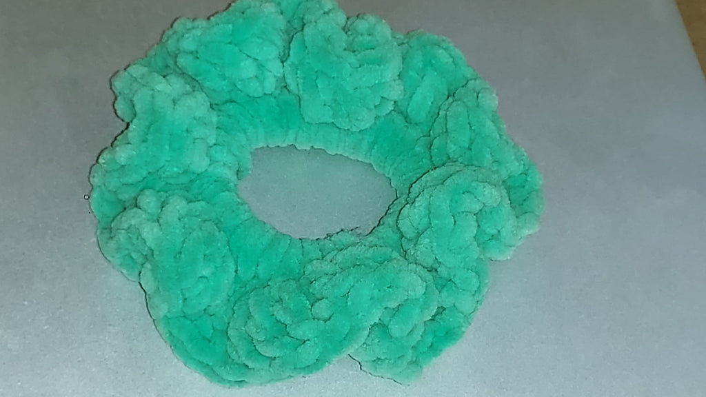 Forest Green Crochet Scrunchie | Chunky Handmade Hair Tie