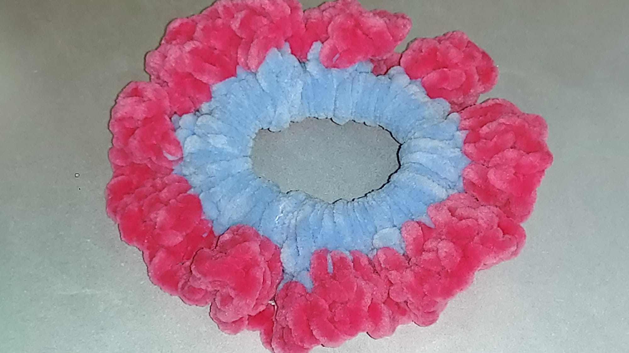 pink and blue scrunchy - handmade