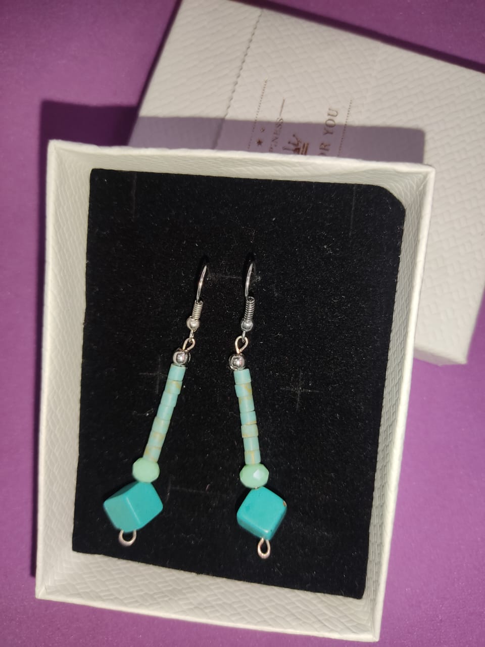 Blue turquoise costume earrings - handmade