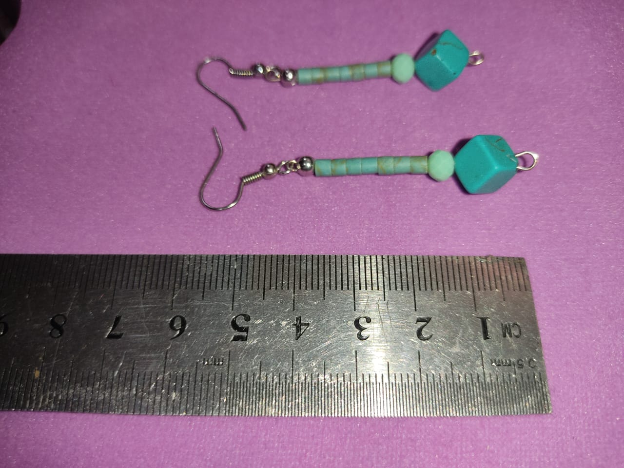 Blue turquoise costume earrings - handmade