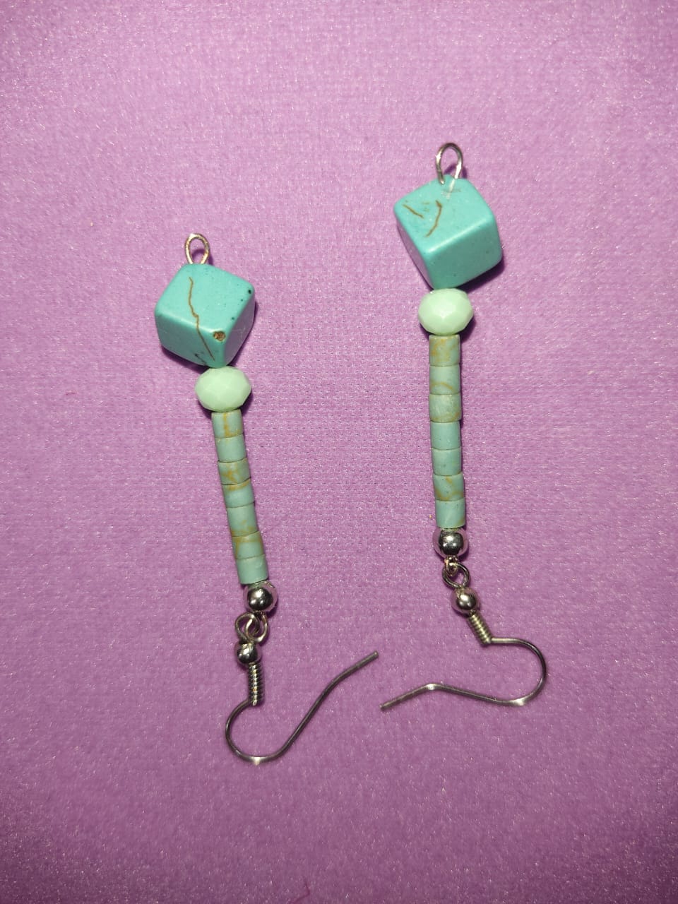 Blue turquoise costume earrings - handmade