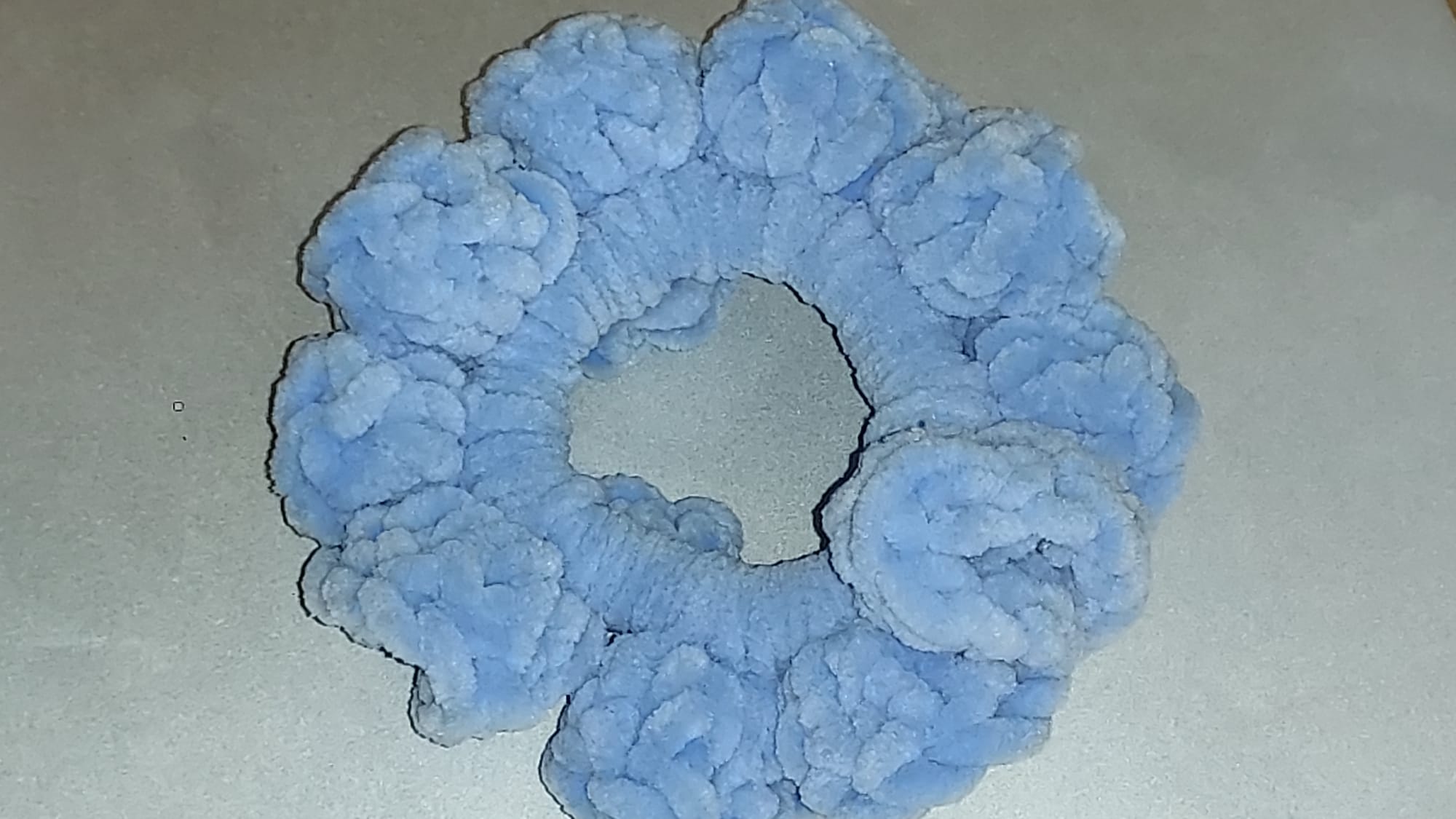Blue Ocean Crochet Scrunchie | Chunky Handmade Hair Tie