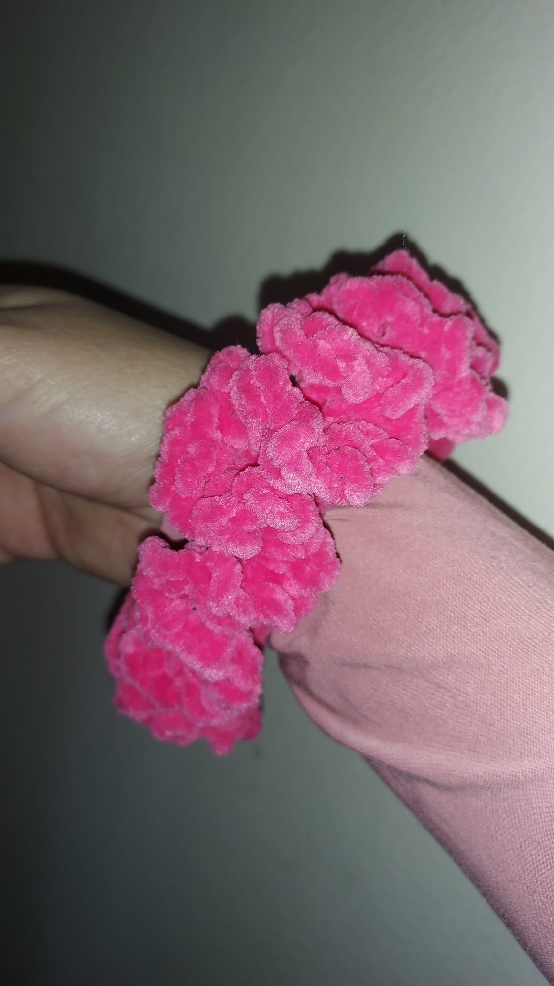 Pink Blossom Crochet Scrunchie | Chunky Handmade Hair Tie