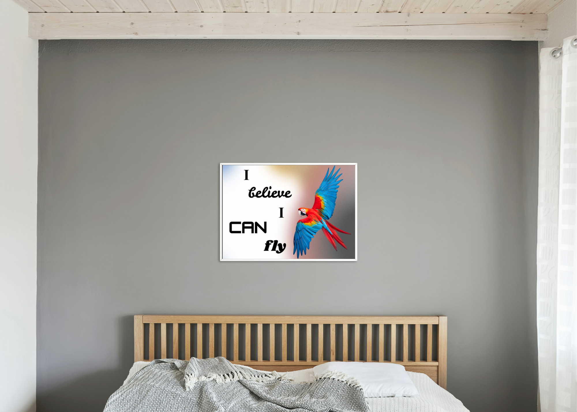 I Believe I Can Fly Parrot Portrait - Digital Wall Art for Kids Room, home Decor & Print on Demand