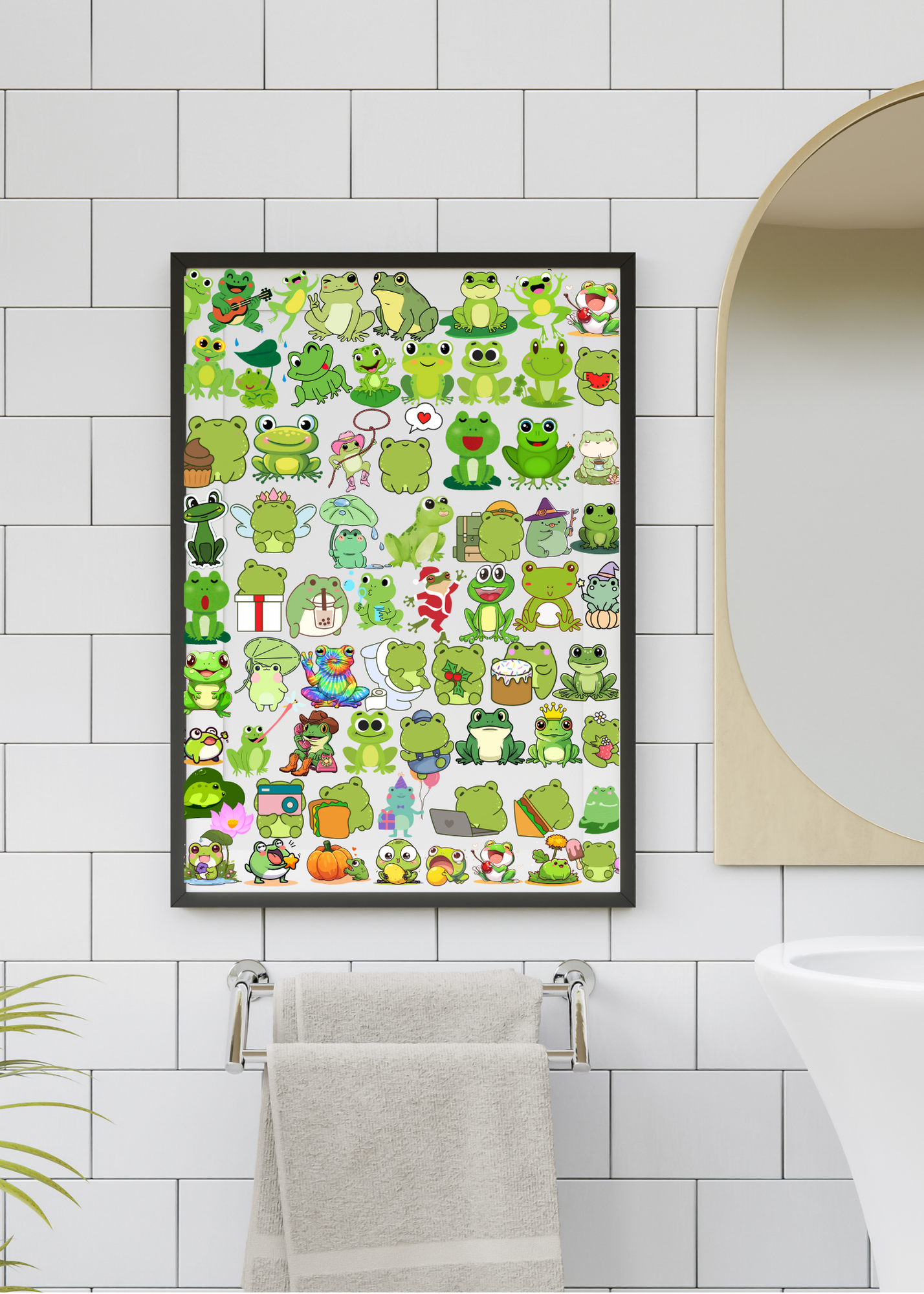 3 Cute Animal Cartoons Bundle - Capybara, Frog & Siberian Dog for Kids' Room & Print on Demand
