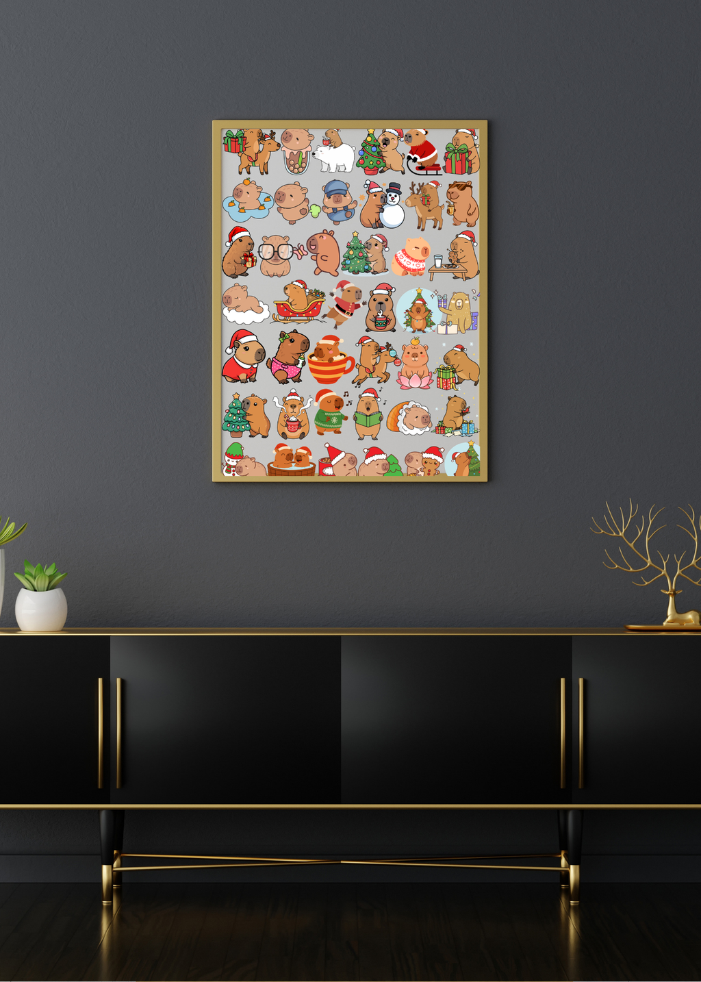 3 Cute Animal Cartoons Bundle - Capybara, Frog & Siberian Dog for Kids' Room & Print on Demand