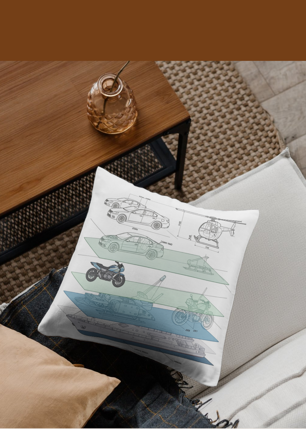 Car Blueprint Wall Art - 36x36 inch - Garage & Office Decor - Print on Demand - Instant Download