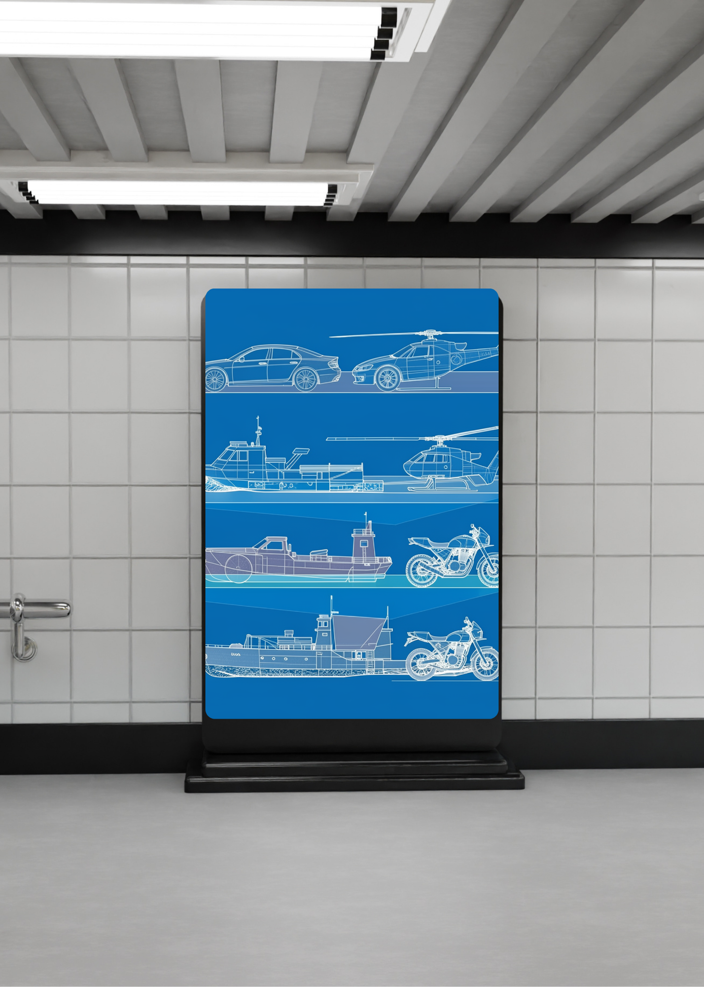 Car Blueprint Wall Art - 36x36 inch - Garage & Office Decor - Print on Demand - Instant Download