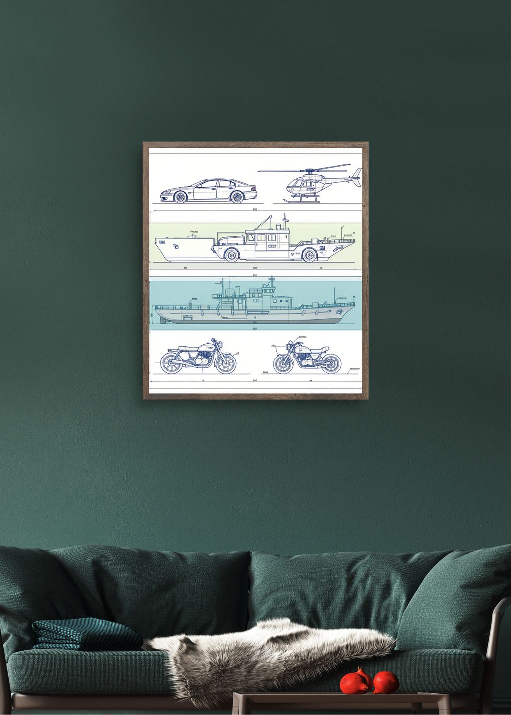 Car Blueprint Wall Art - 36x36 inch - Garage & Office Decor - Print on Demand - Instant Download