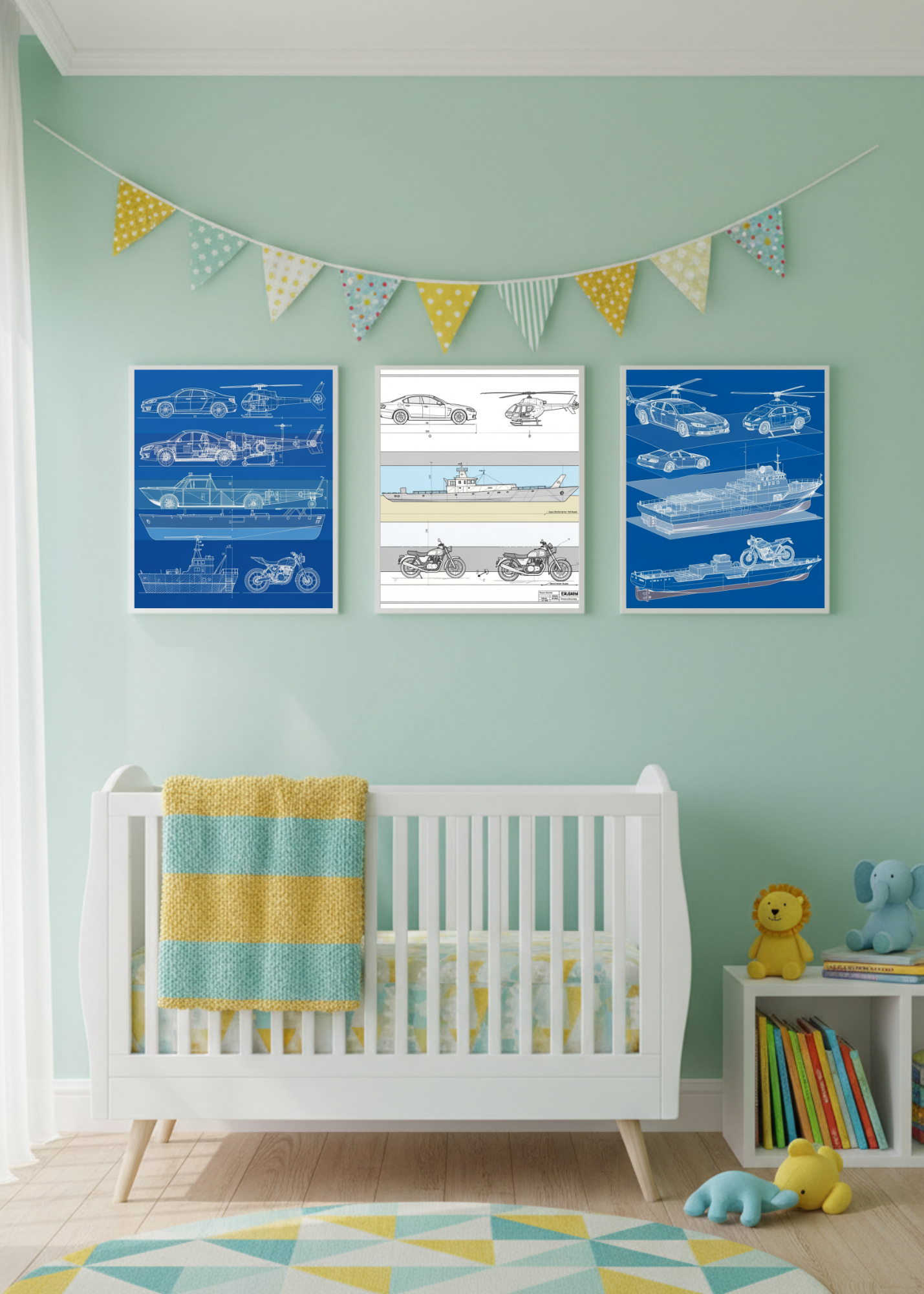 Car Blueprint Wall Art - 36x36 inch - Garage & Office Decor - Print on Demand - Instant Download