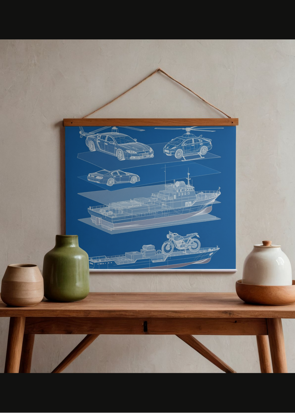 Car Blueprint Wall Art - 36x36 inch - Garage & Office Decor - Print on Demand - Instant Download