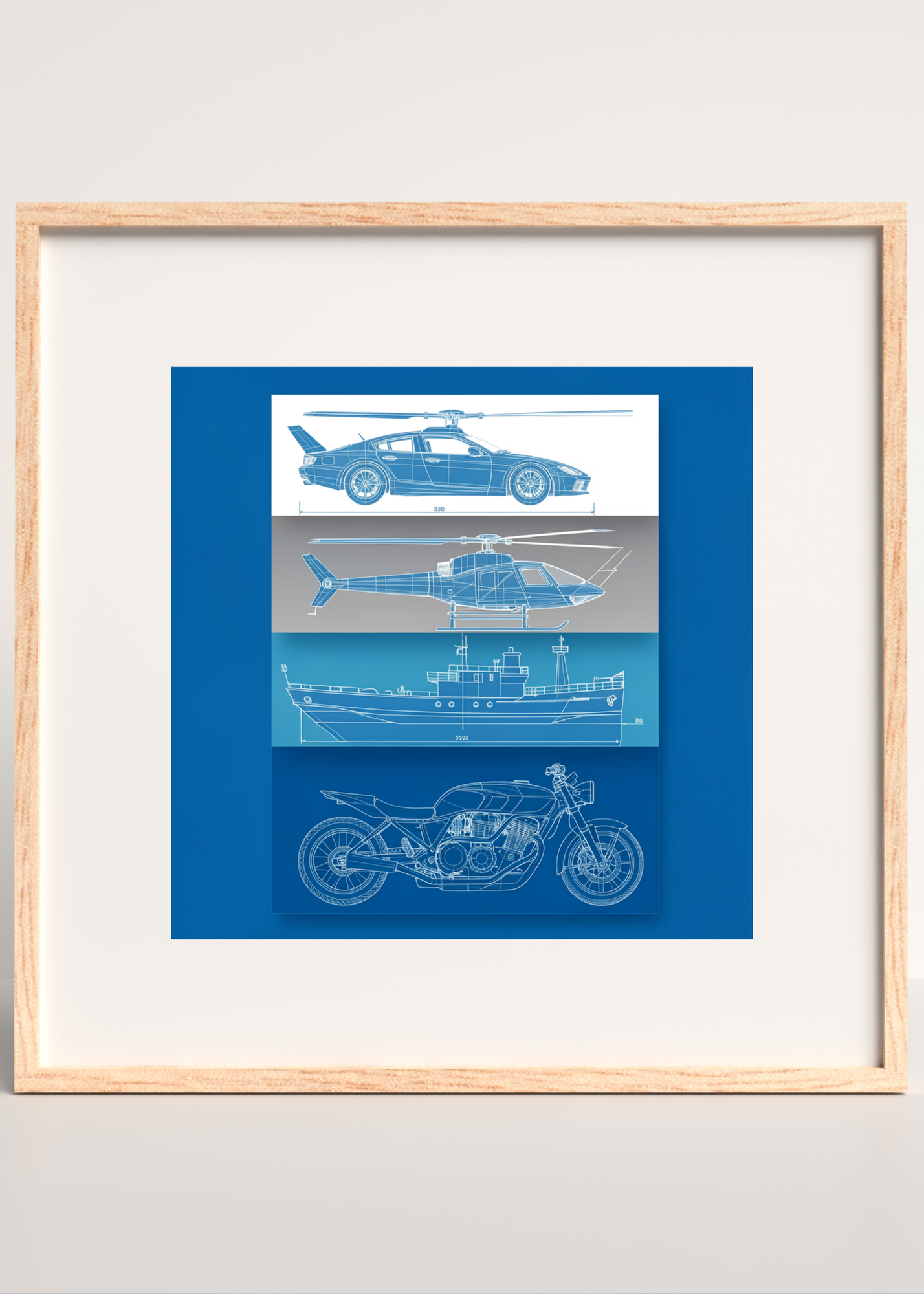 Car Blueprint Wall Art - 36x36 inch - Garage & Office Decor - Print on Demand - Instant Download