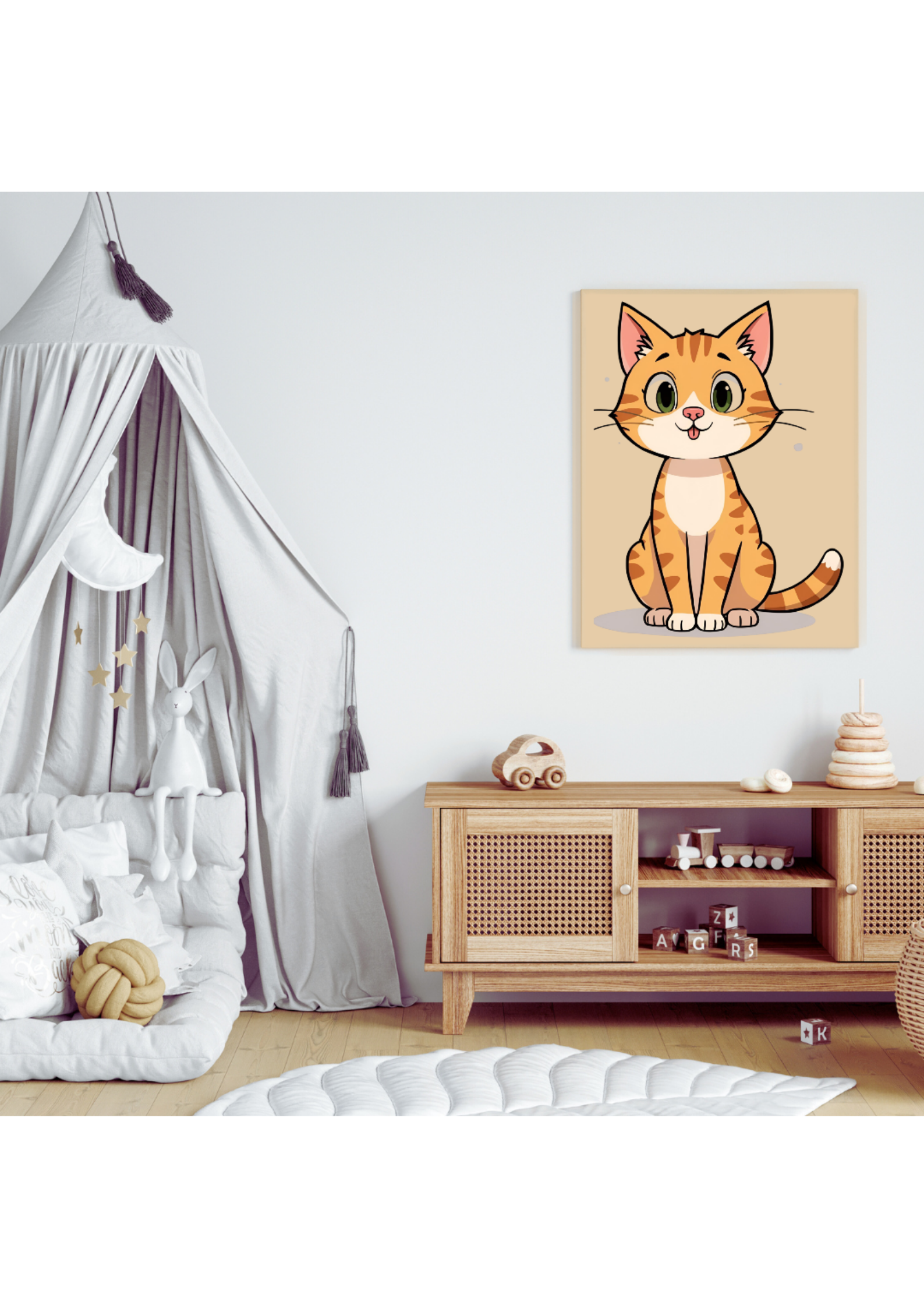 Cute Cartoon Cat for Kid's and Nursery, and Print on Demand