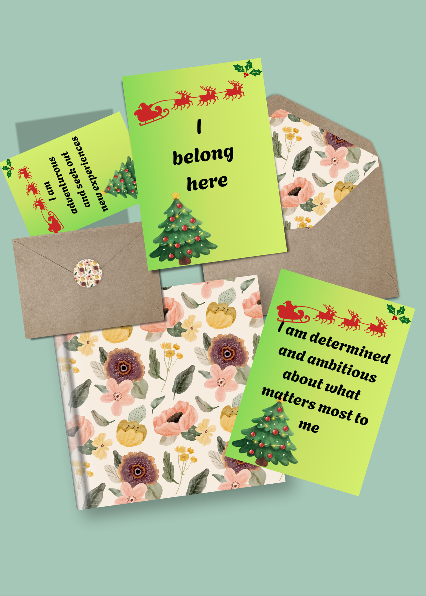 14 Christmas Affirmation Cards - With & Without Background - Printable & Print-on-Demand