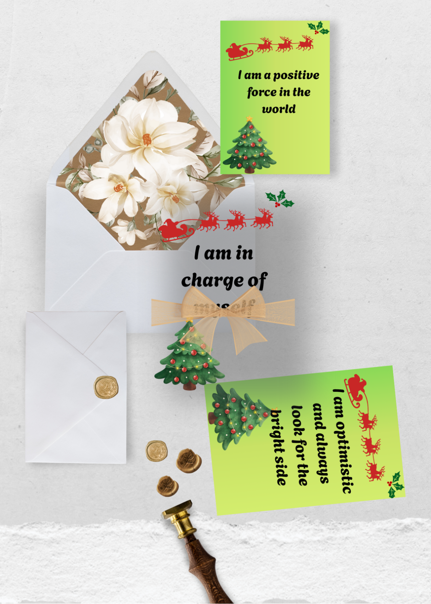 14 Christmas Affirmation Cards - With & Without Background - Printable & Print-on-Demand
