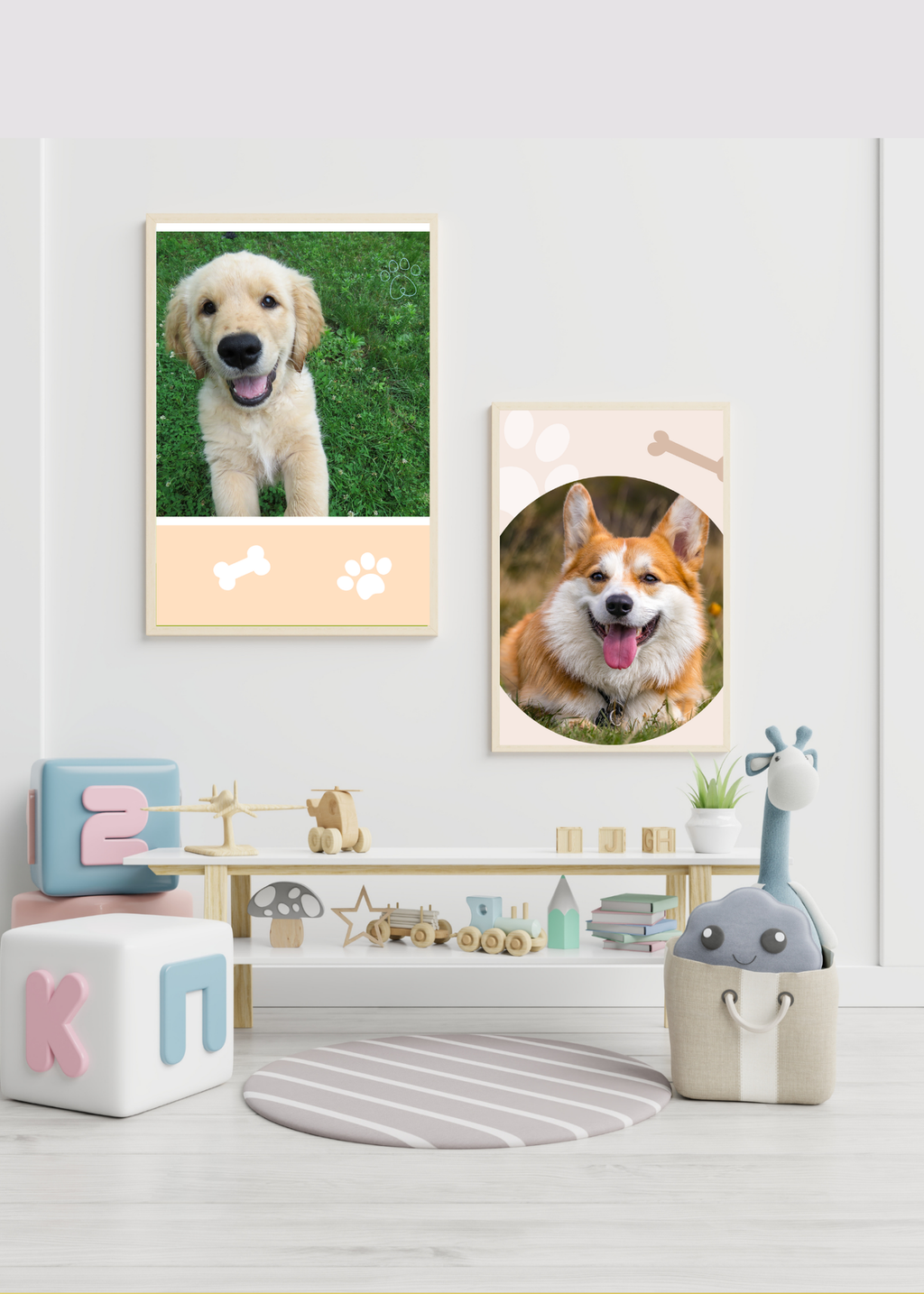 19 Cute Dogs Portraits Wall Art - 2 Sizes - Kids Room & Nursery Decor - Print on Demand - Instant Download