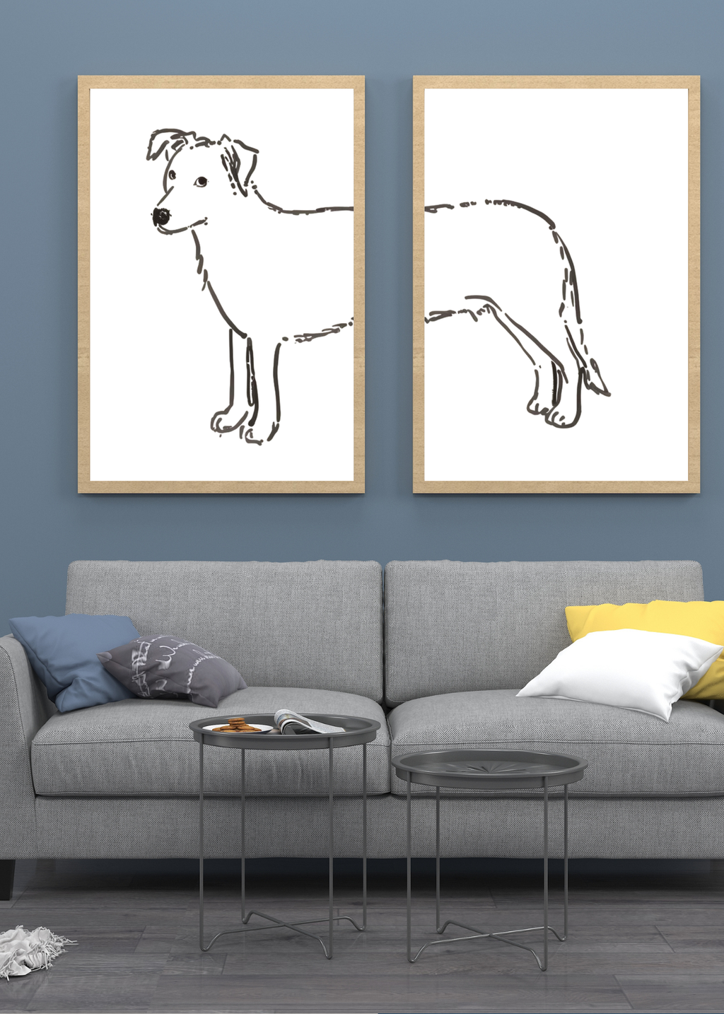 Dog in Half Wall Art - Modern Pet Decor - Home & Kids Room - Print on Demand - Instant Download