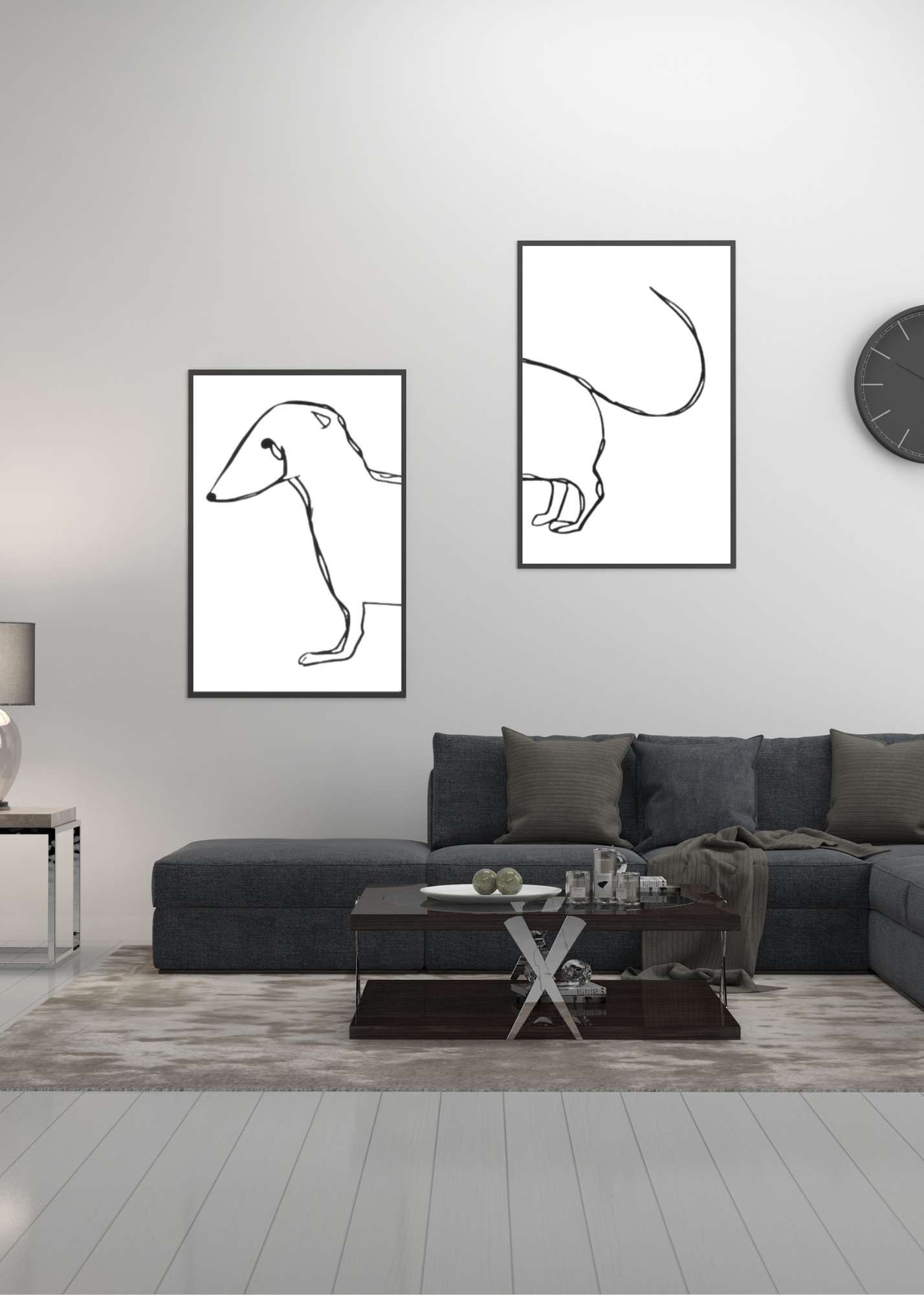 Dog in Half Wall Art - Modern Pet Decor - Home & Kids Room - Print on Demand - Instant Download