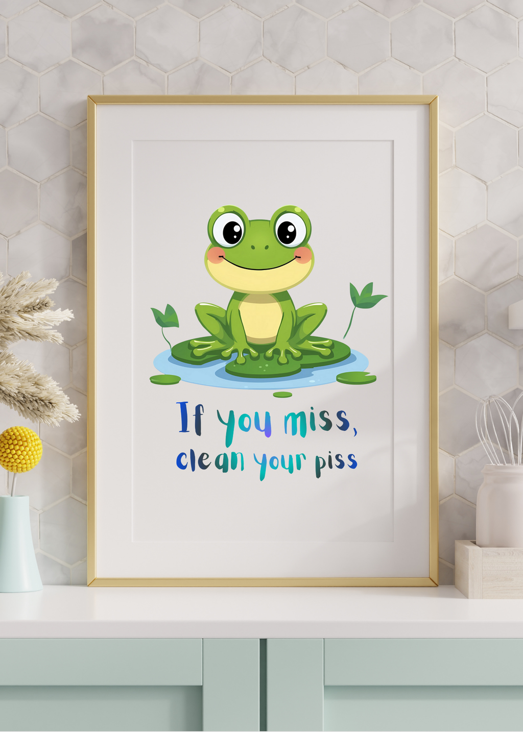 3 Funny Bathroom Wall Art - Frog, Bunny & Bear Toilet Humor for Kids & Print on Demand