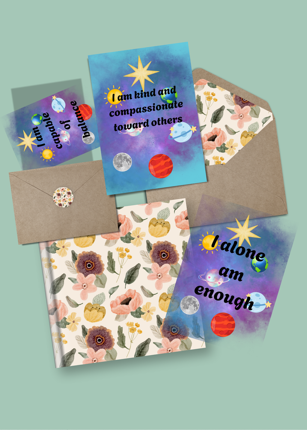 7 Galaxy Affirmation Cards - Print on Demand & Digital Download