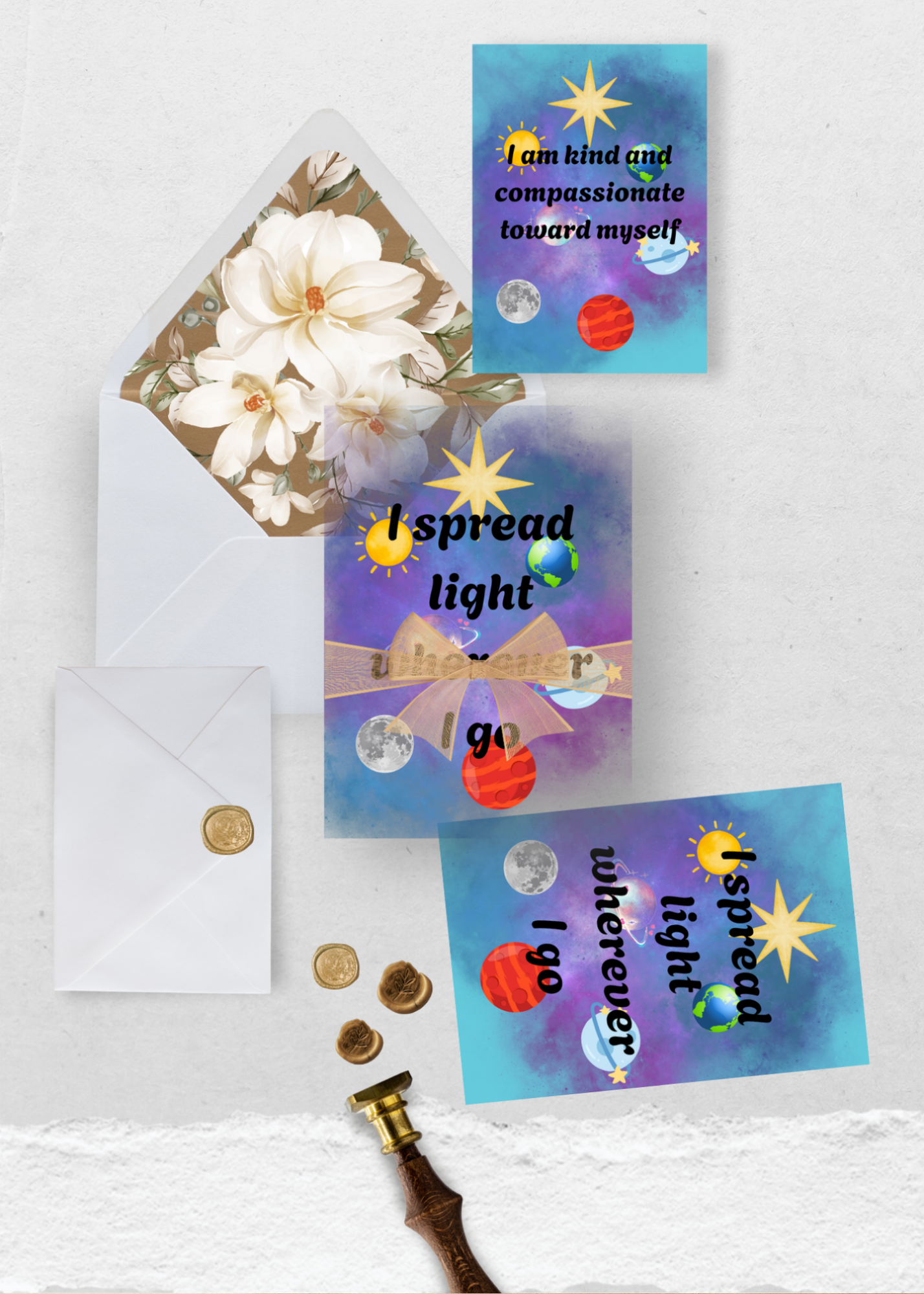 7 Galaxy Affirmation Cards - Print on Demand & Digital Download