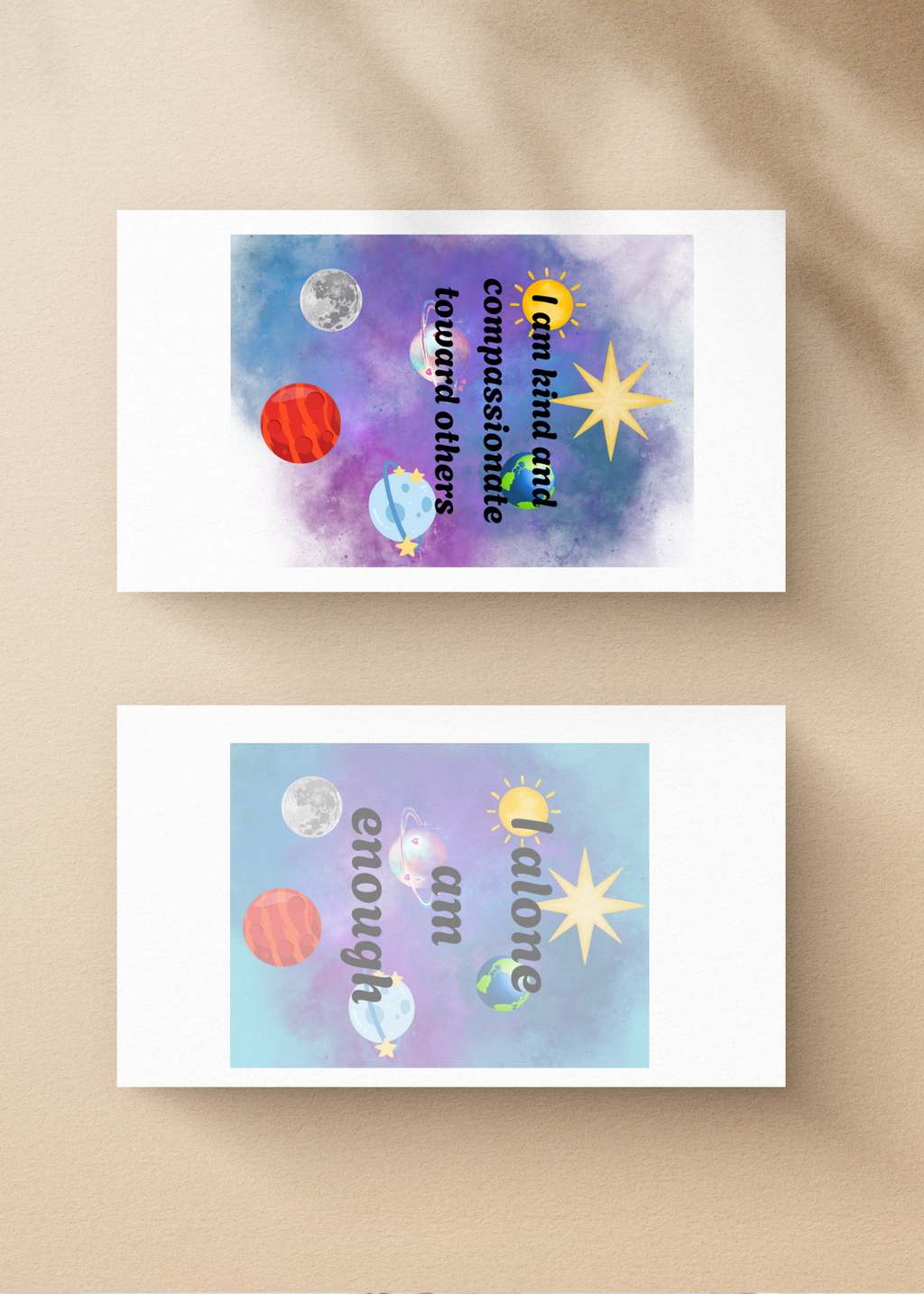 7 Galaxy Affirmation Cards - Print on Demand & Digital Download