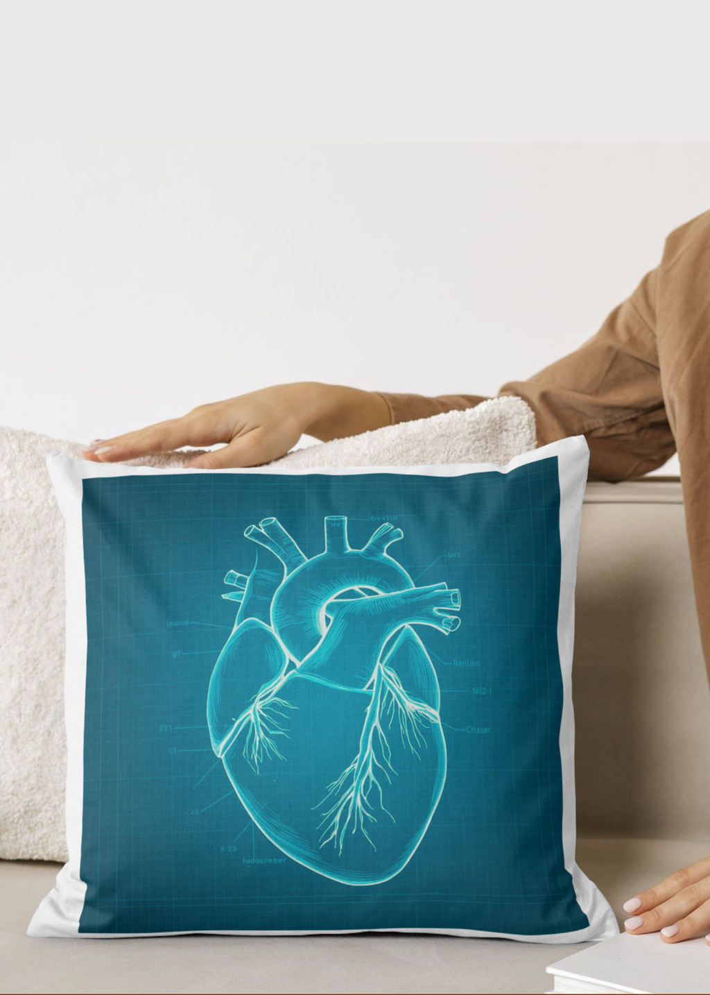 Heart Blueprint Wall Art - 36x36 inch - Office & Home Decor - Print on Demand - Instant Download