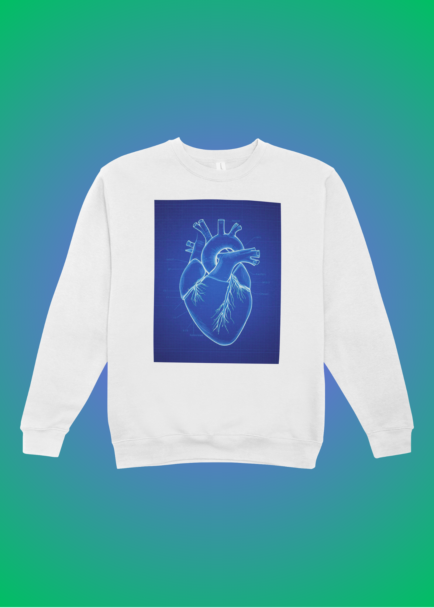 Heart Blueprint Wall Art - 36x36 inch - Office & Home Decor - Print on Demand - Instant Download