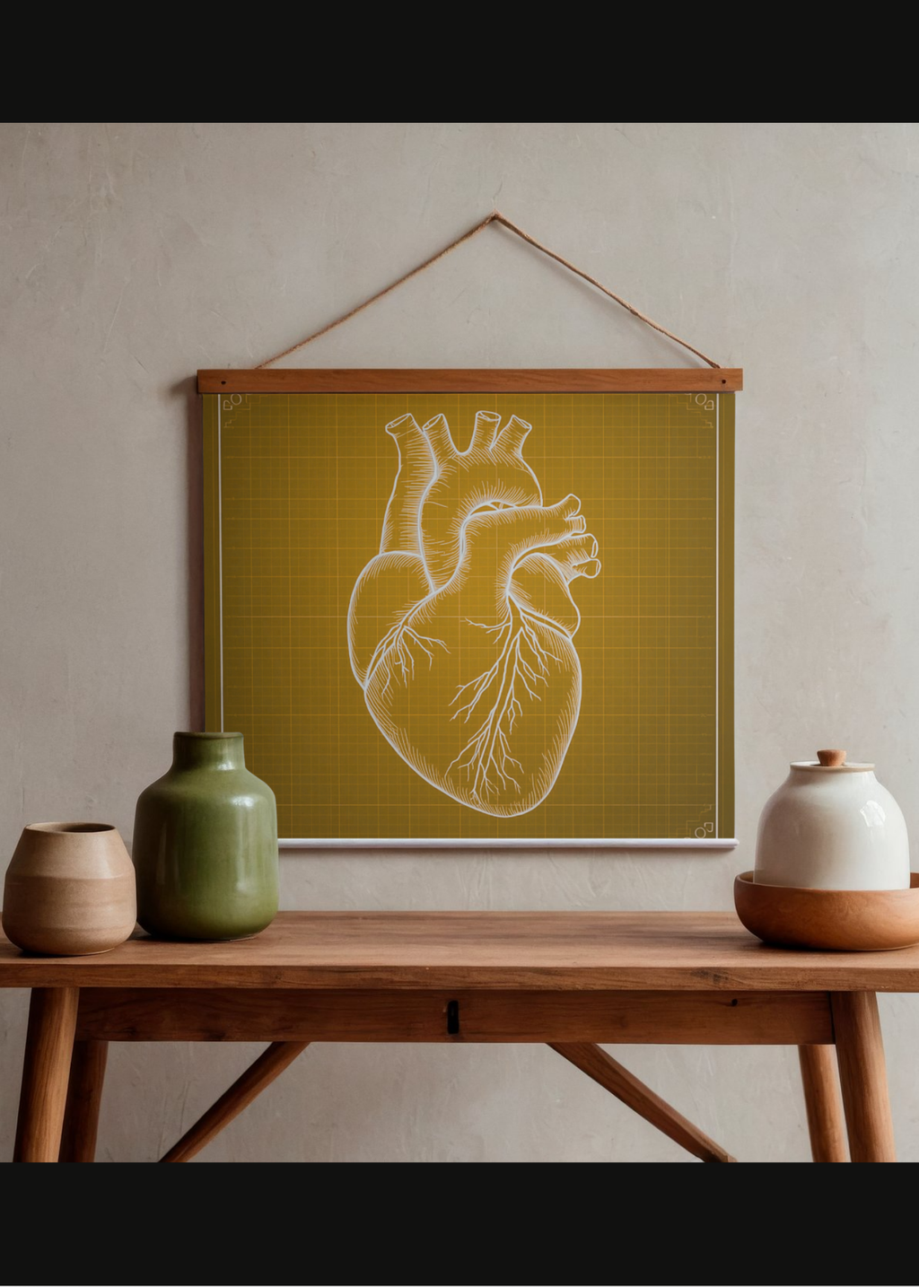 Heart Blueprint Wall Art - 36x36 inch - Office & Home Decor - Print on Demand - Instant Download