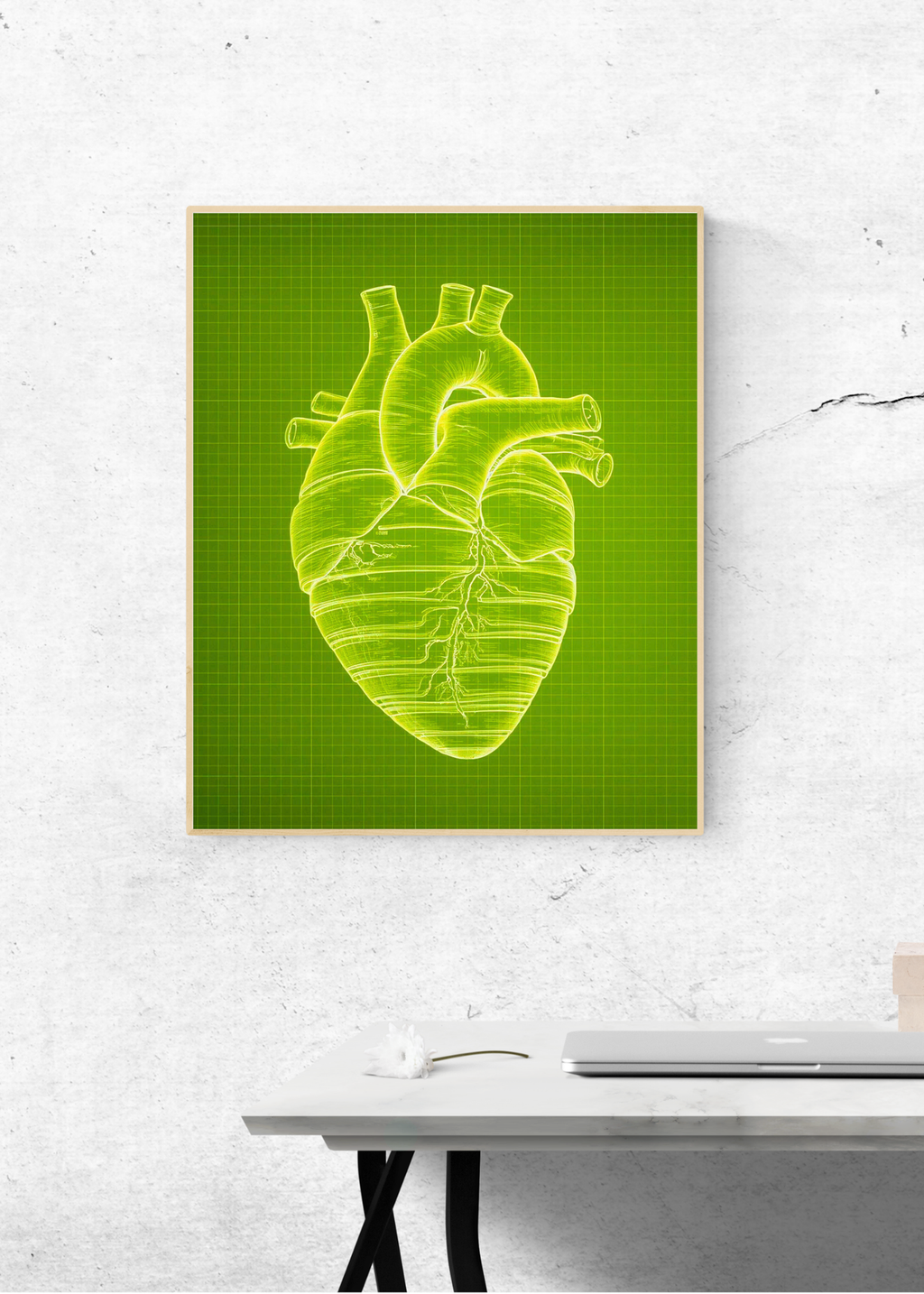 Heart Blueprint Wall Art - 36x36 inch - Office & Home Decor - Print on Demand - Instant Download