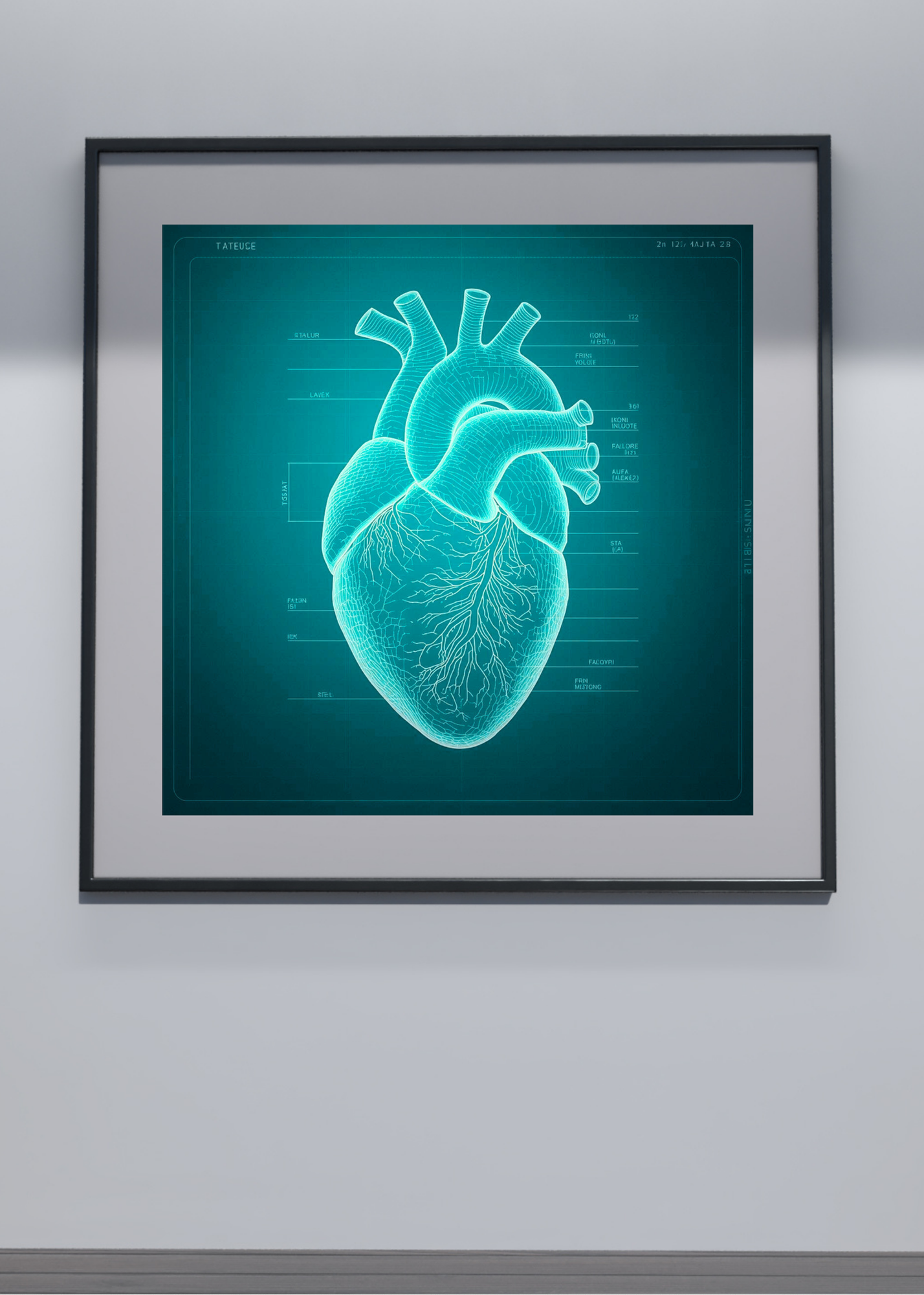 Heart Blueprint Wall Art - 36x36 inch - Office & Home Decor - Print on Demand - Instant Download