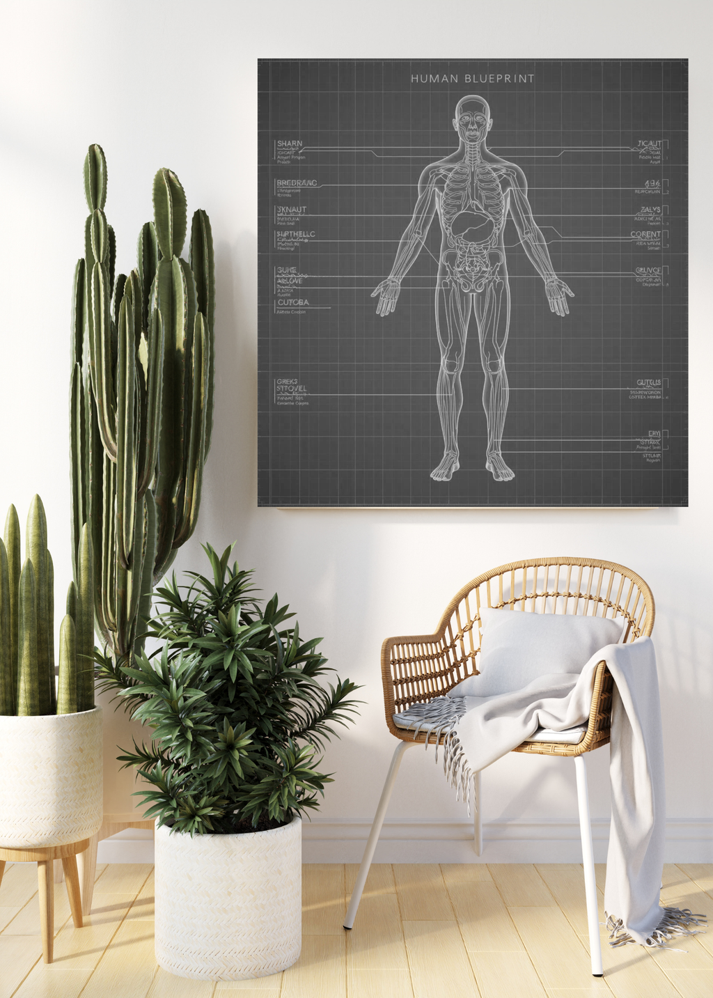 18 Human Anatomy Blueprint Wall Art - Medical Decor & Print on Demand - Instant Download