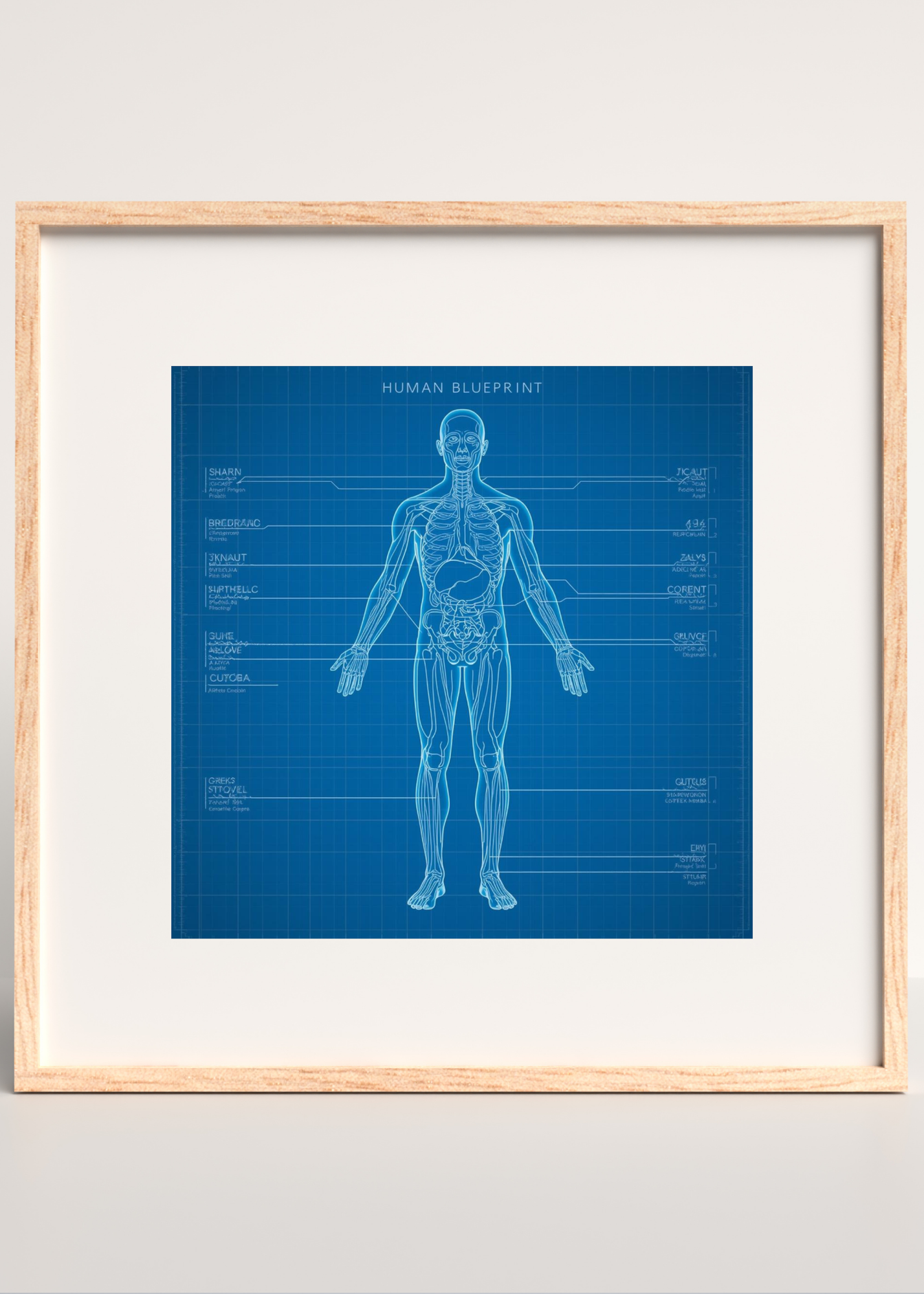 18 Human Anatomy Blueprint Wall Art - Medical Decor & Print on Demand - Instant Download