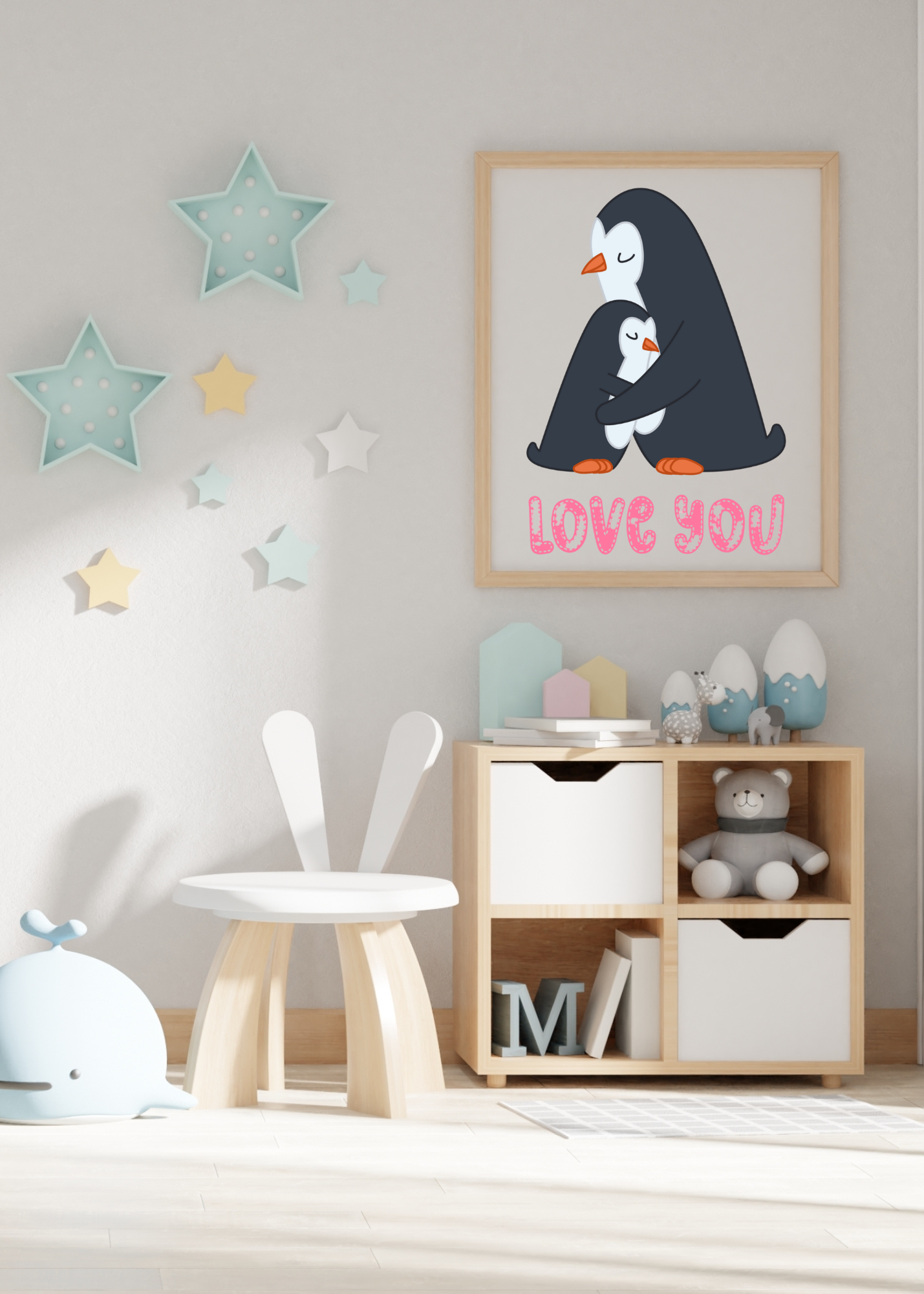 Kids Room Wall Art & Print on Demand- 5 Cute Animal Prints Bundle (Bears, Penguins, Whales, Dinosaurs, Girls)