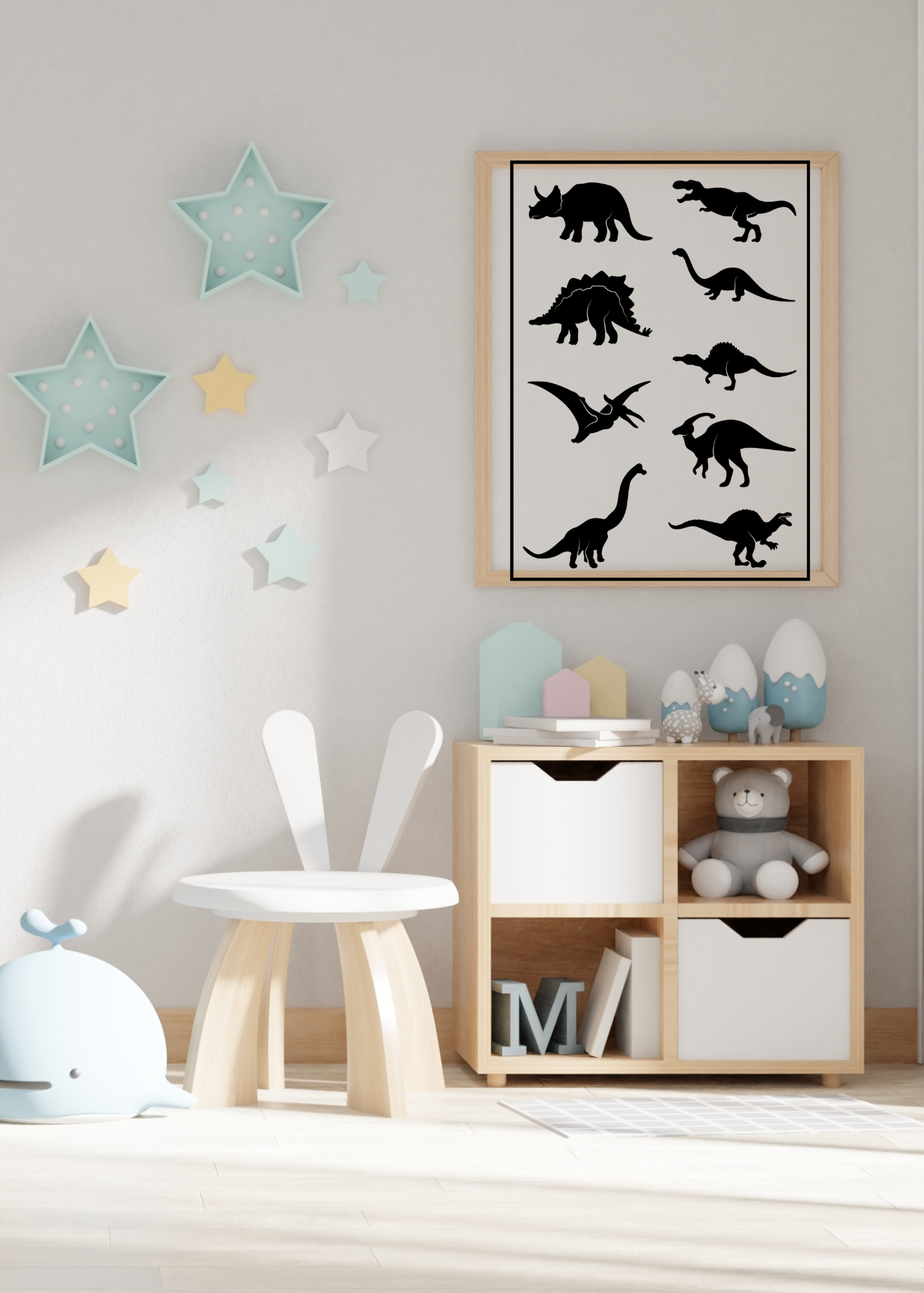 Kids Room Wall Art & Print on Demand- 5 Cute Animal Prints Bundle (Bears, Penguins, Whales, Dinosaurs, Girls)