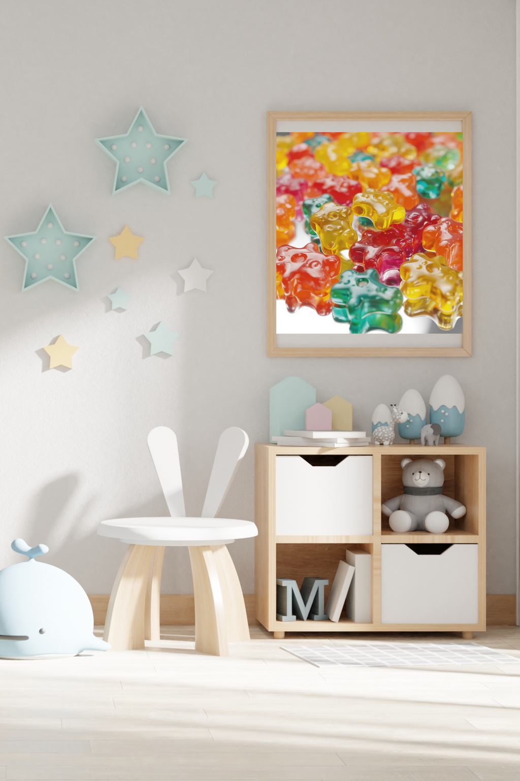 16 Gummy Bear Pictures Bundle - 5 Sizes for Kids Room, Nursery, Home Decor & Print on Demand