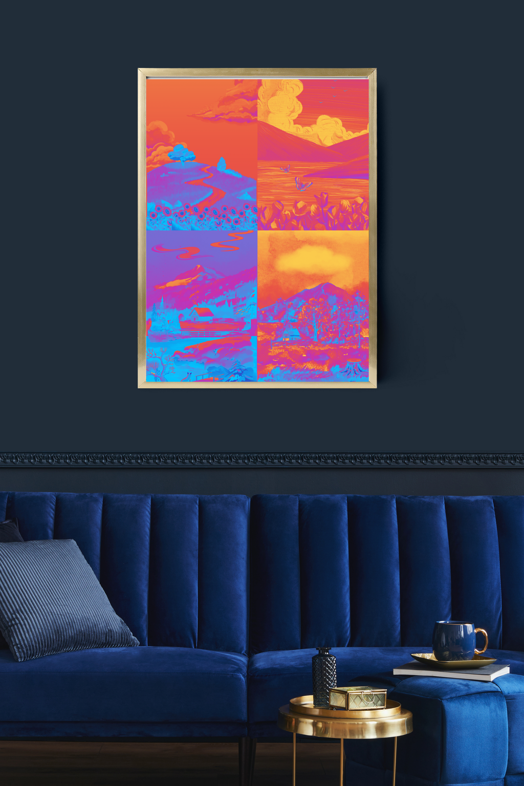 Seasons Portrait Wall Art (spring, summer, autumn & winter) - 24x36 Inch Digital Download for Home Decor & Print on Demand