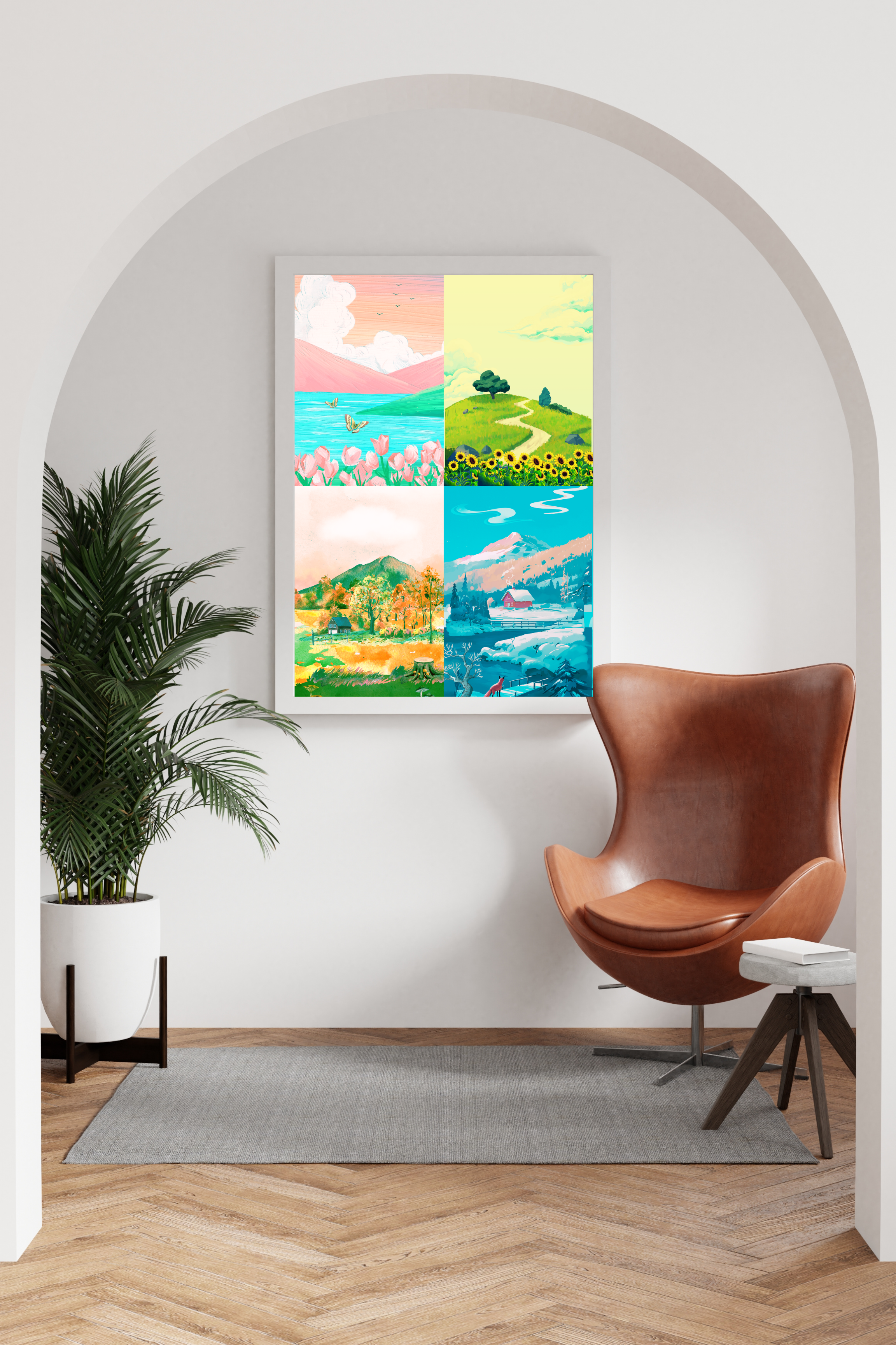 Seasons Portrait Wall Art (spring, summer, autumn & winter) - 24x36 Inch Digital Download for Home Decor & Print on Demand