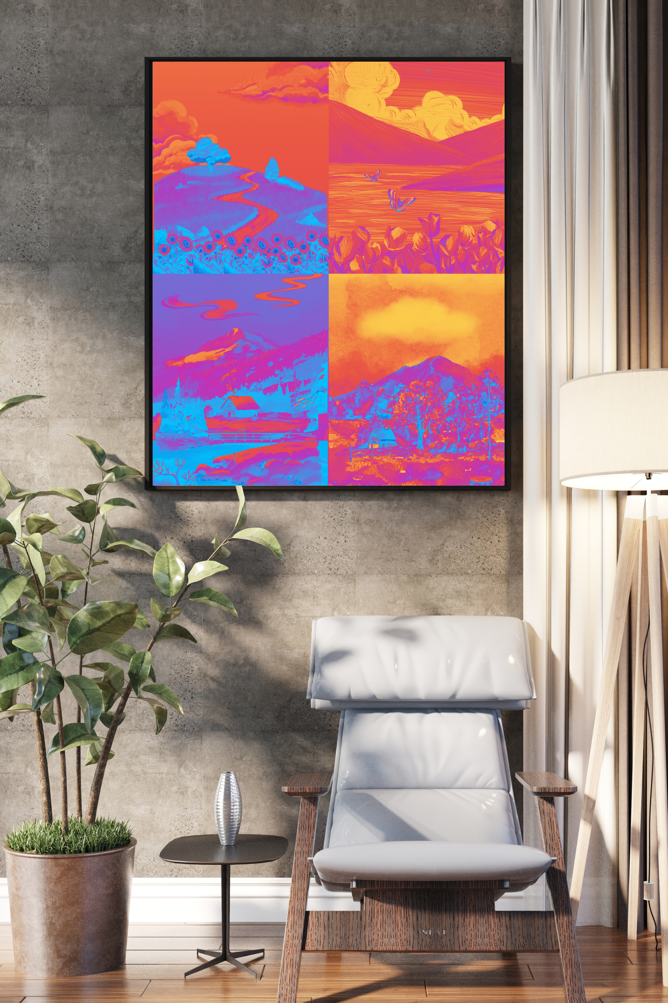 Seasons Portrait Wall Art (spring, summer, autumn & winter) - 24x36 Inch Digital Download for Home Decor & Print on Demand