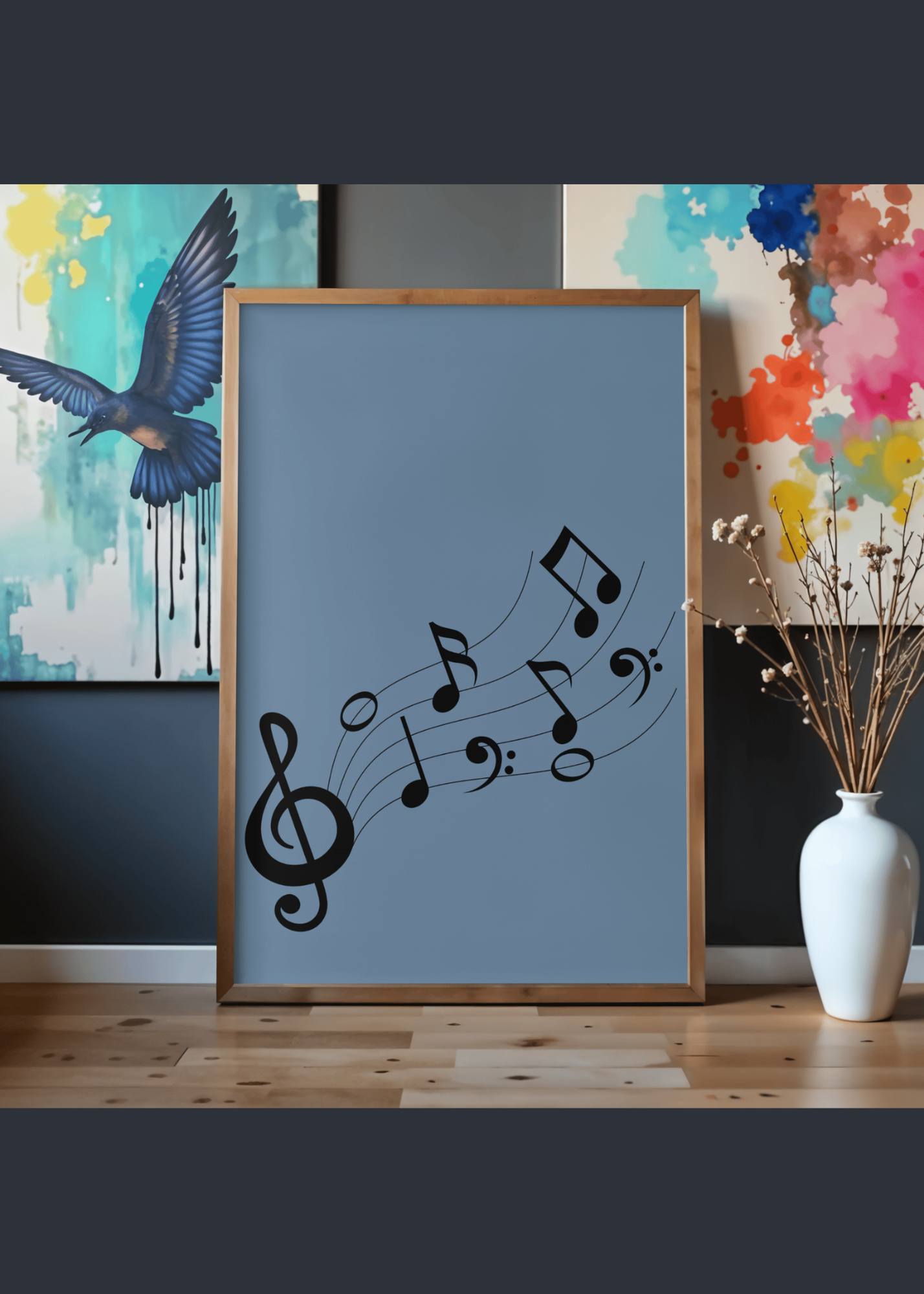 Music Notes Wall Art - 2 Sizes - Home & Studio Decor - Print on Demand - Instant Download