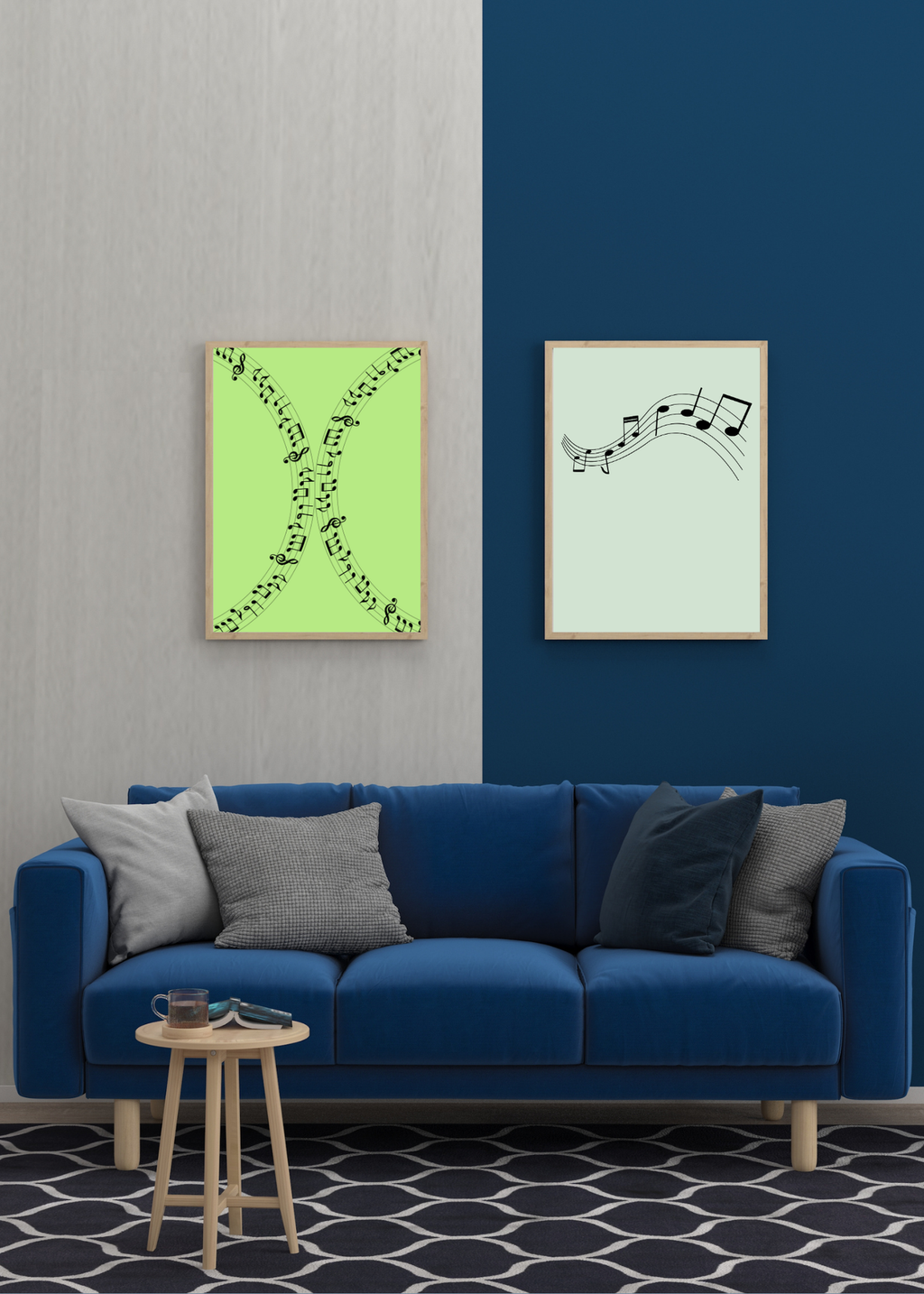 Music Notes Wall Art - 2 Sizes - Home & Studio Decor - Print on Demand - Instant Download