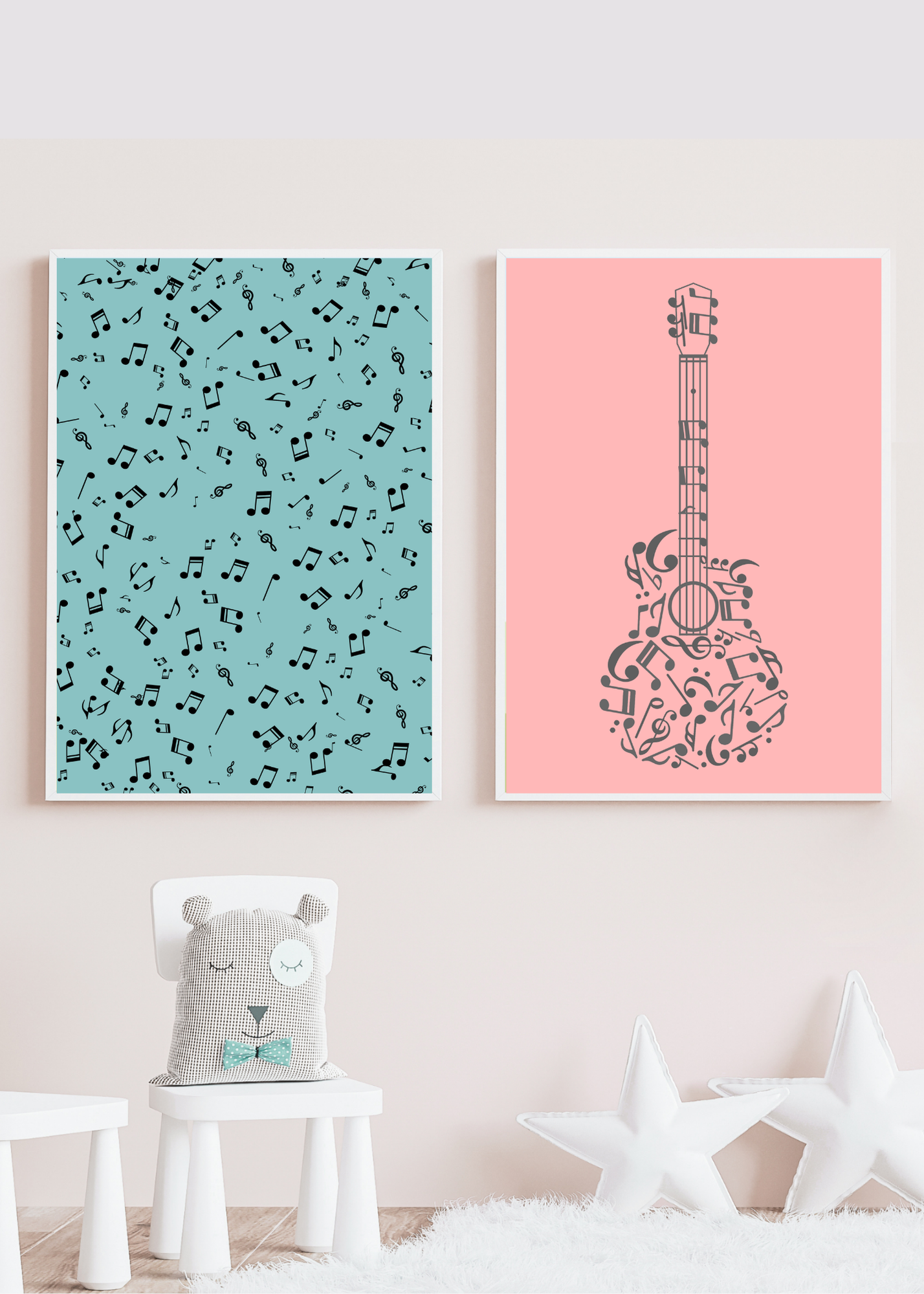 Music Notes Wall Art - 2 Sizes - Home & Studio Decor - Print on Demand - Instant Download