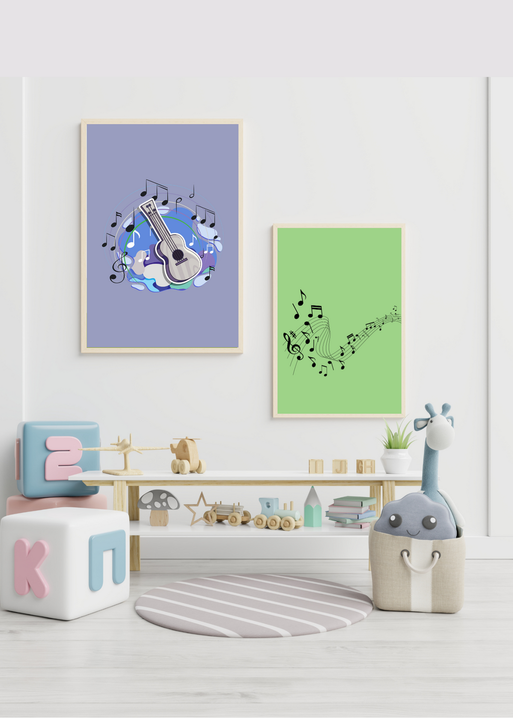 Music Notes Wall Art - 2 Sizes - Home & Studio Decor - Print on Demand - Instant Download